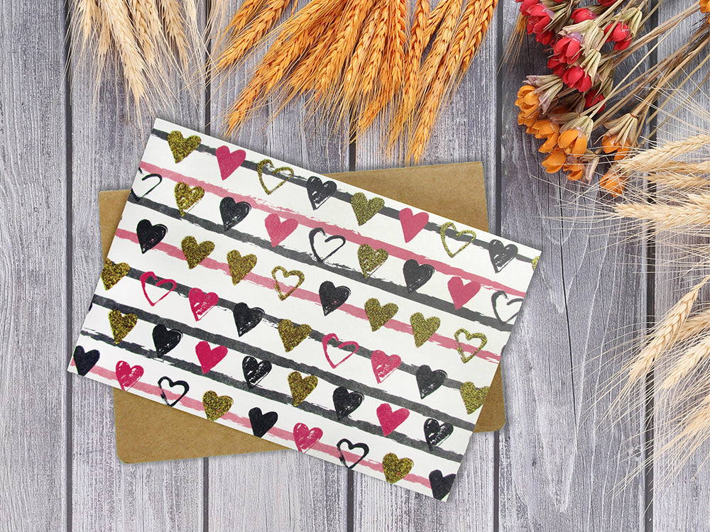 Hearts Assorted Greeting Cards For All Occasions And Valentine's Day - 6 Design