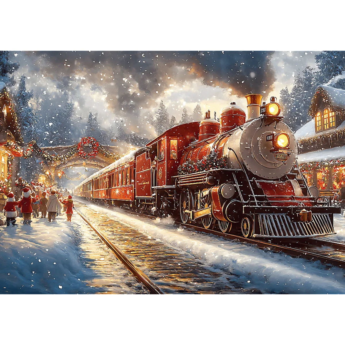 Red Holiday Train 1000 Piece Puzzle