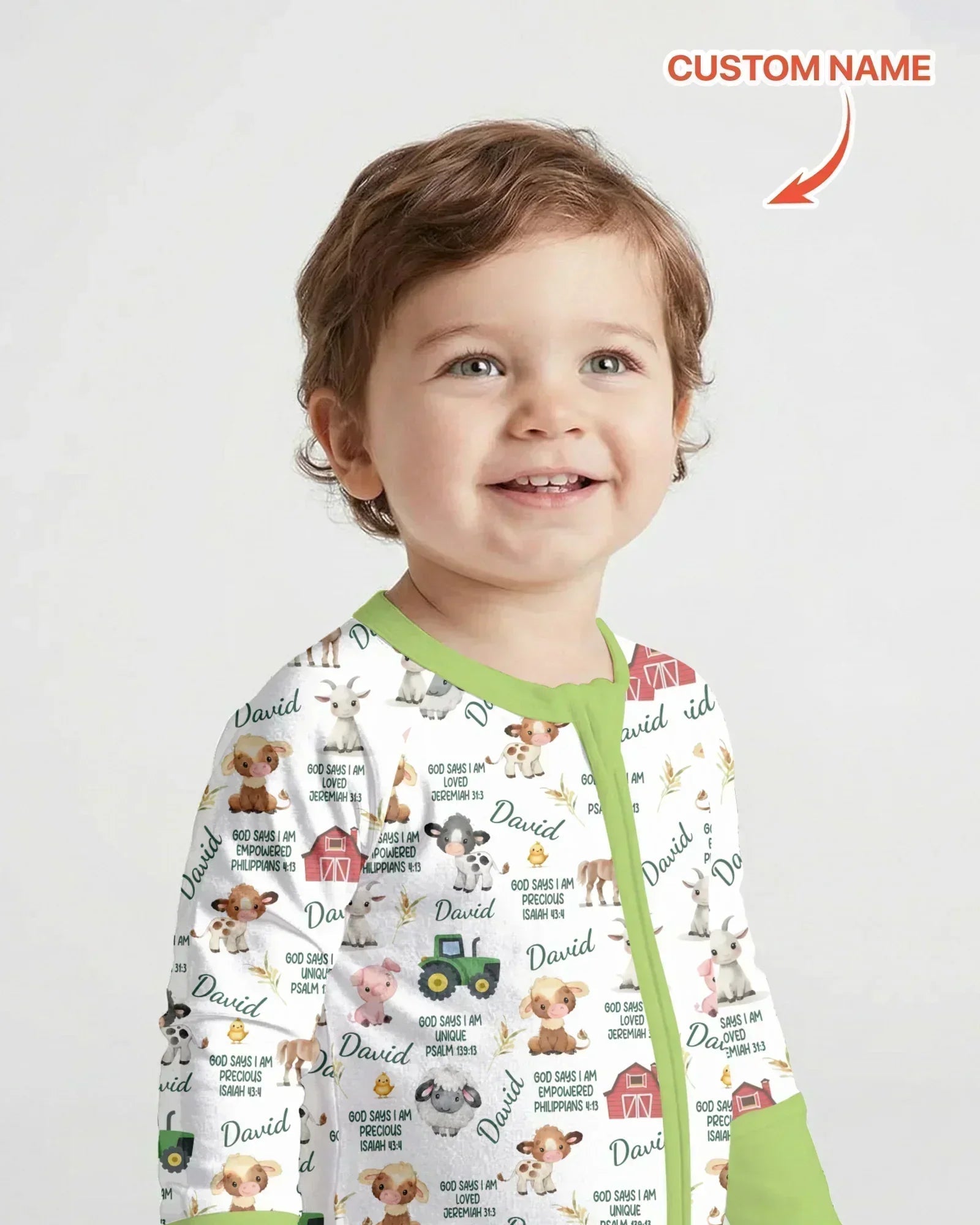Custom Name God Says I Am Farm Animals Bamboo Convertible Zippy