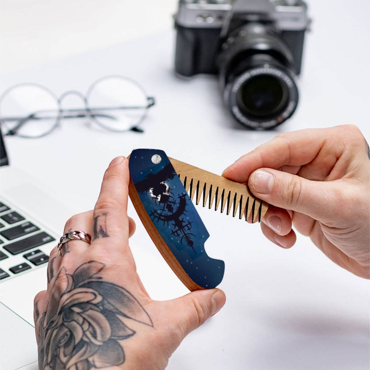 Wooden Beard Comb -black Eagle