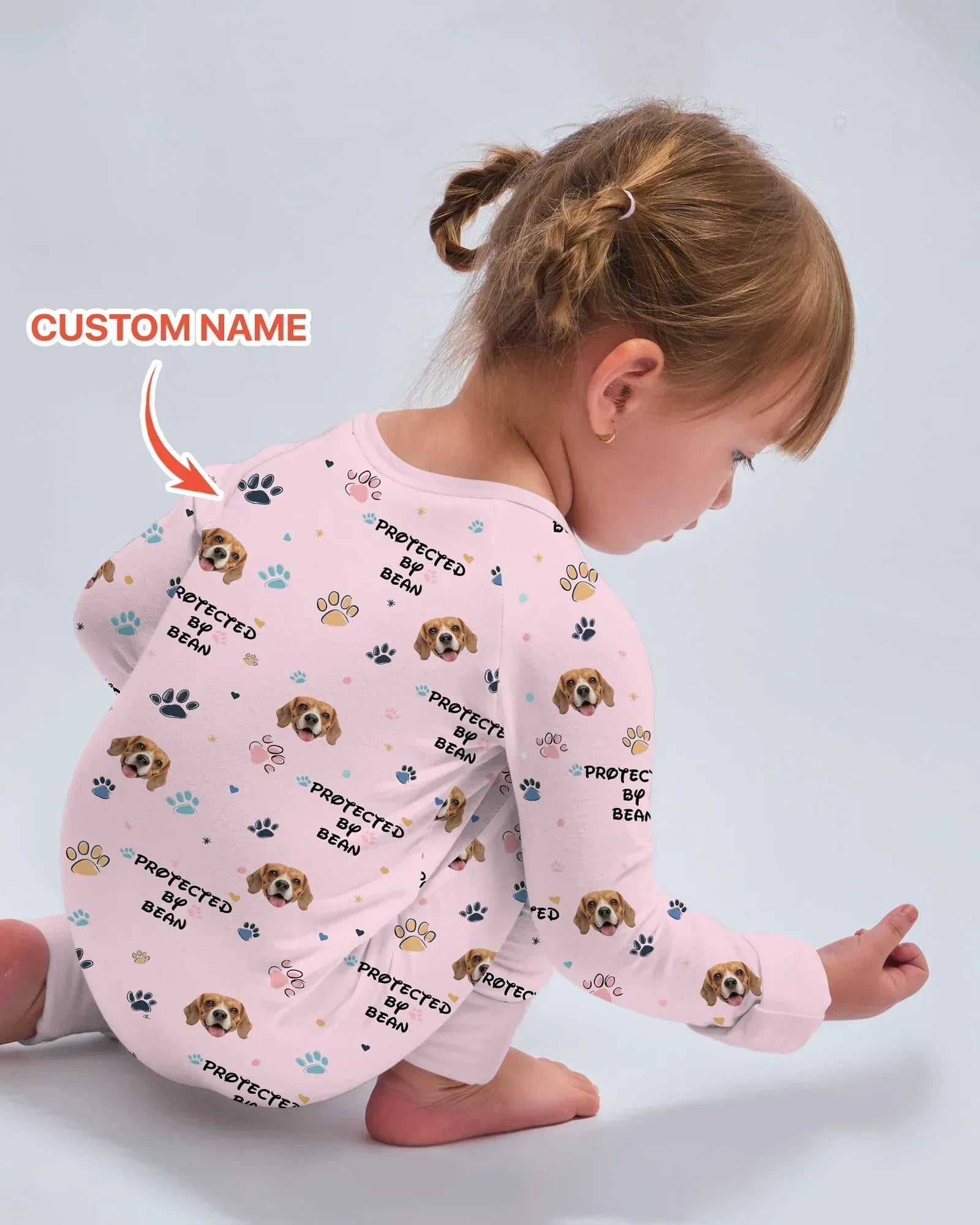 Custom Dogs Photo "protected By" Bamboo Convertible Zippered Romper