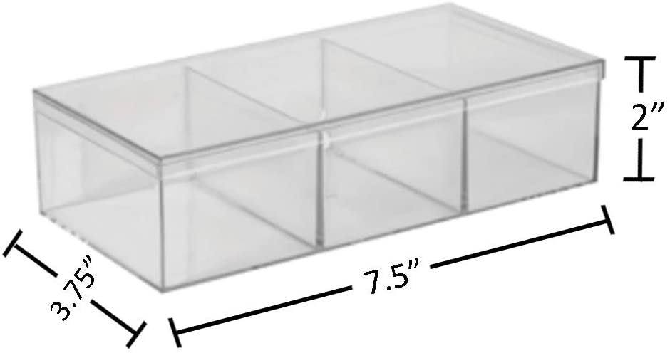 Clear Acrylic Boxes 7.5"x3.75"x2" Three Sectional 8 Pack