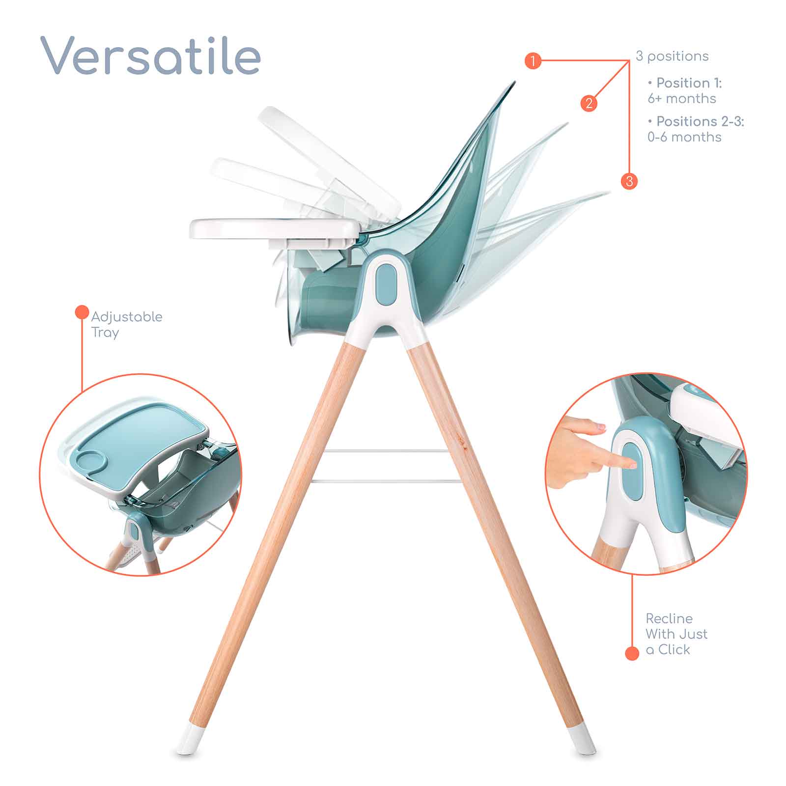 Children Of Design 6 In 1 Deluxe High Chair  W/cushion