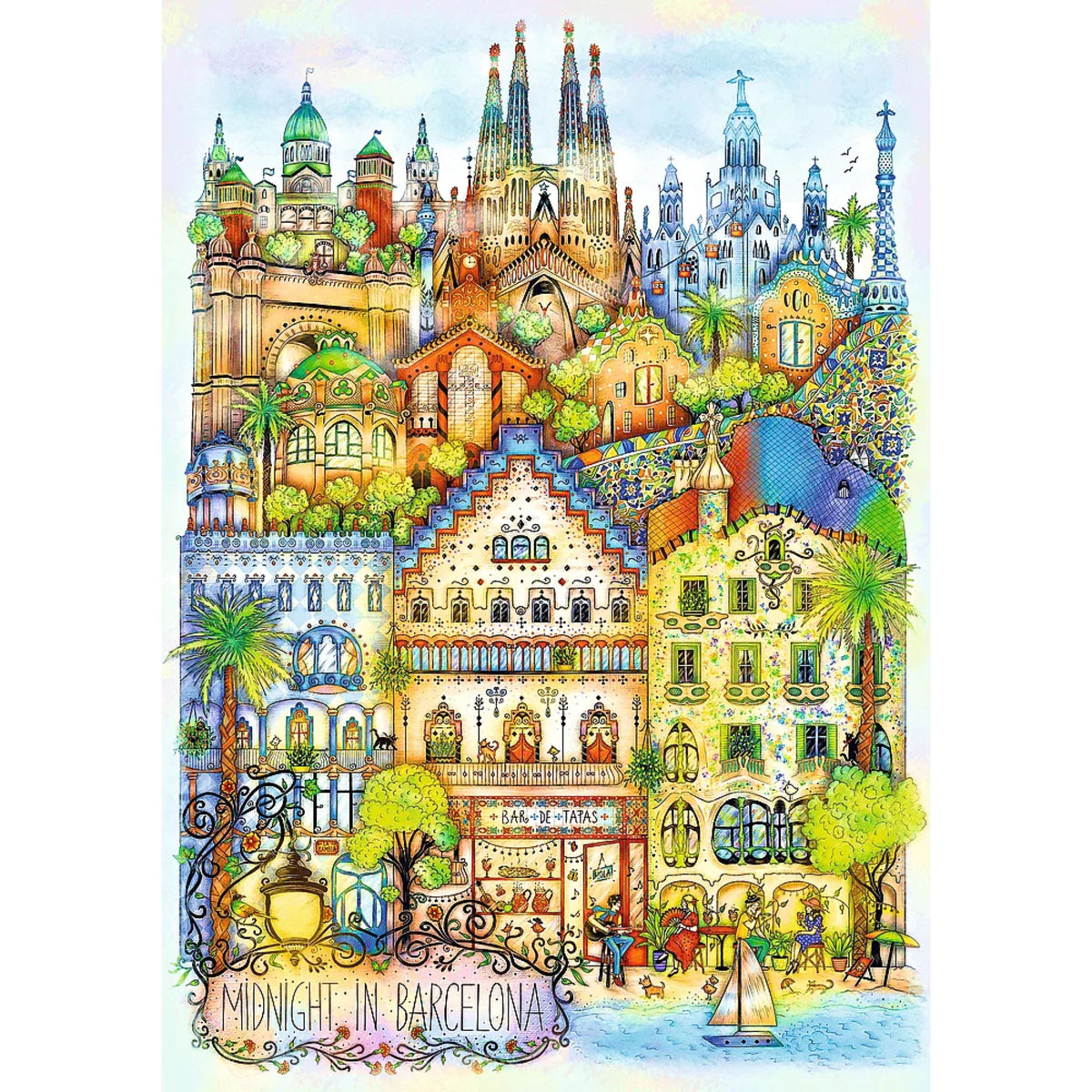 Premium Plus Midnight In Barcelona 1000 Piece Puzzle