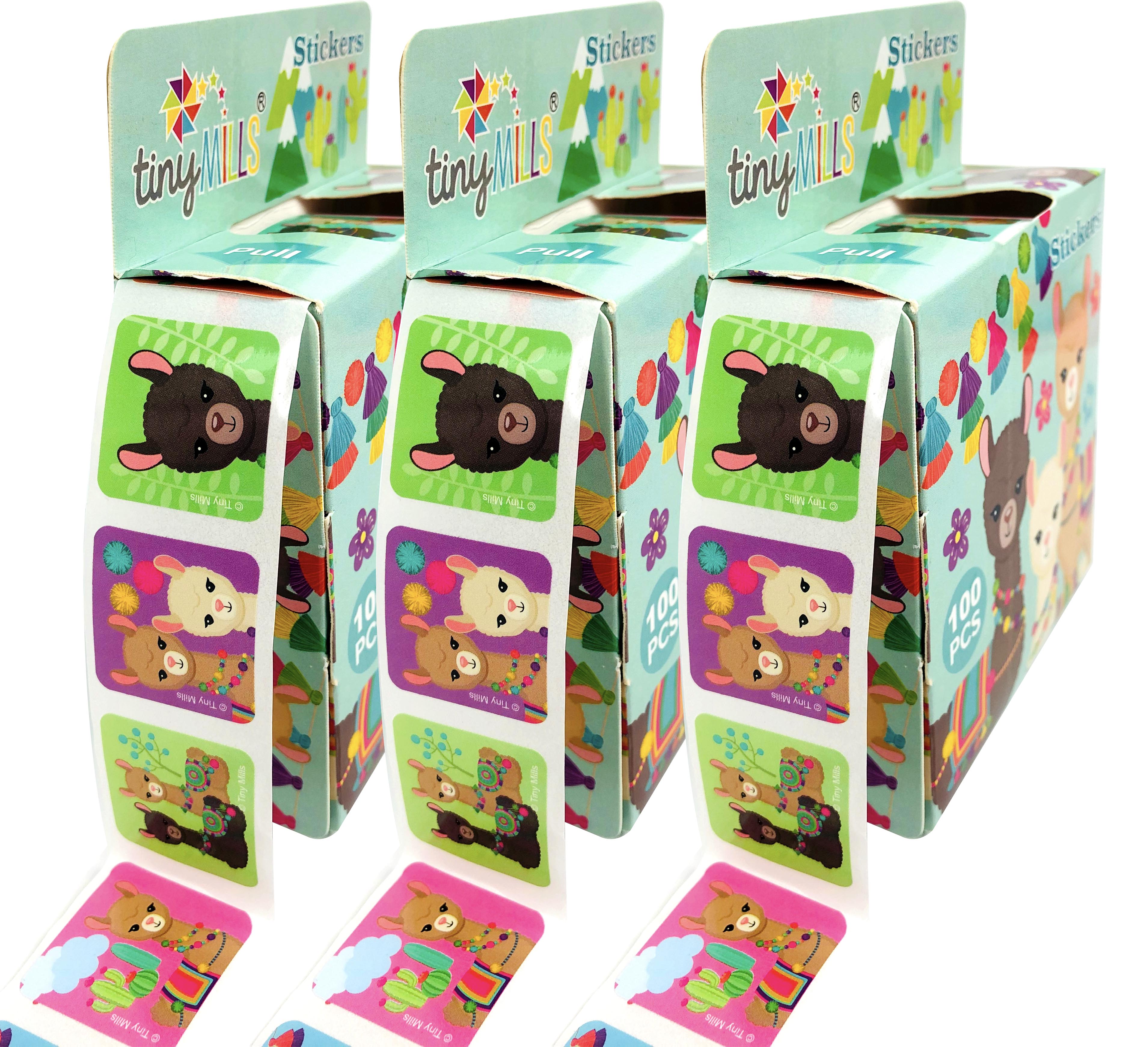 Llamas Alpacas Stickers 100 Stickers/dispenser, Pack Of 1, 6, Or 12 Dispensers