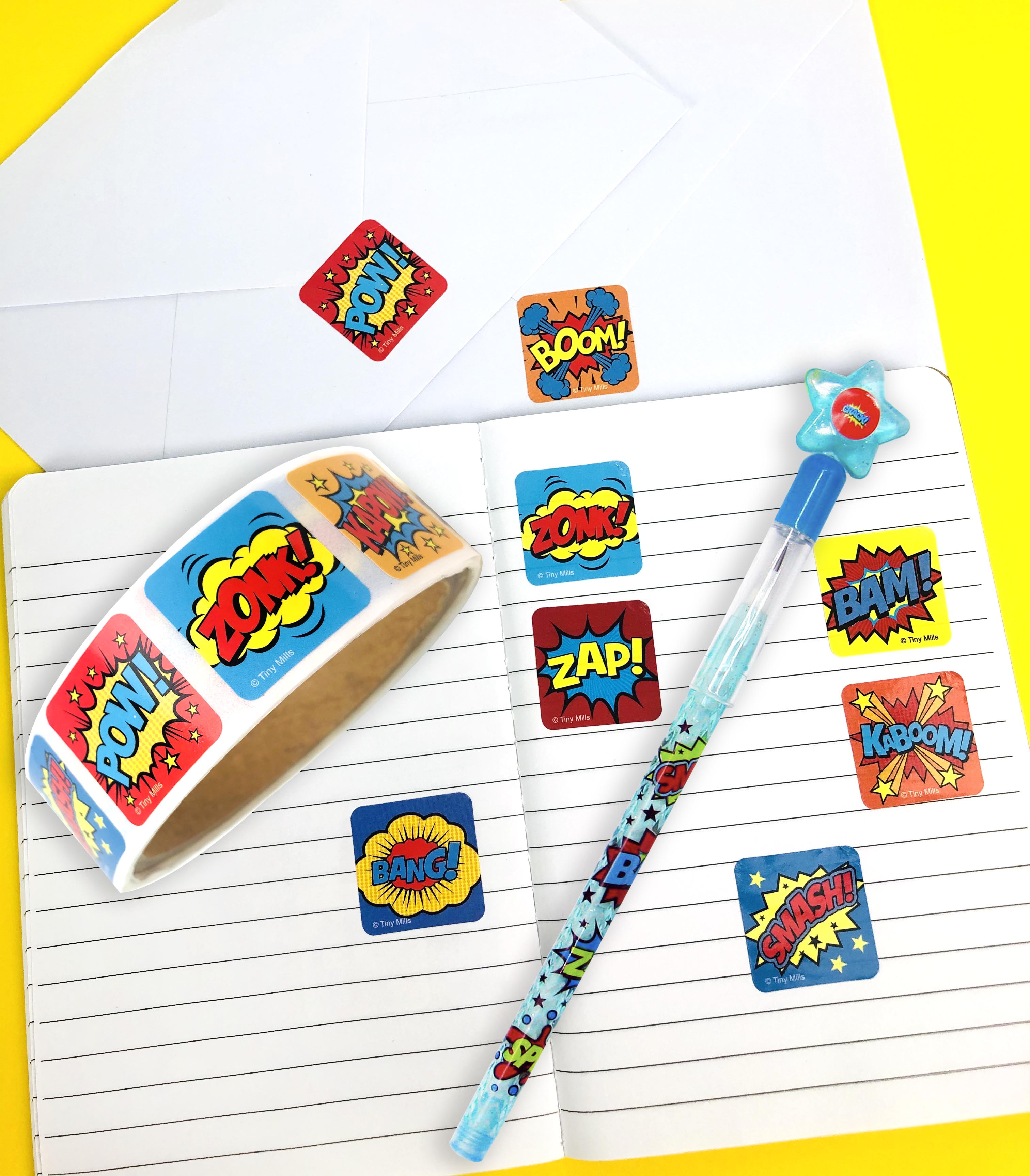 Superhero Stickers 100 Stickers/dispenser, Pack Of 1, 6 Or 12 Dispensers