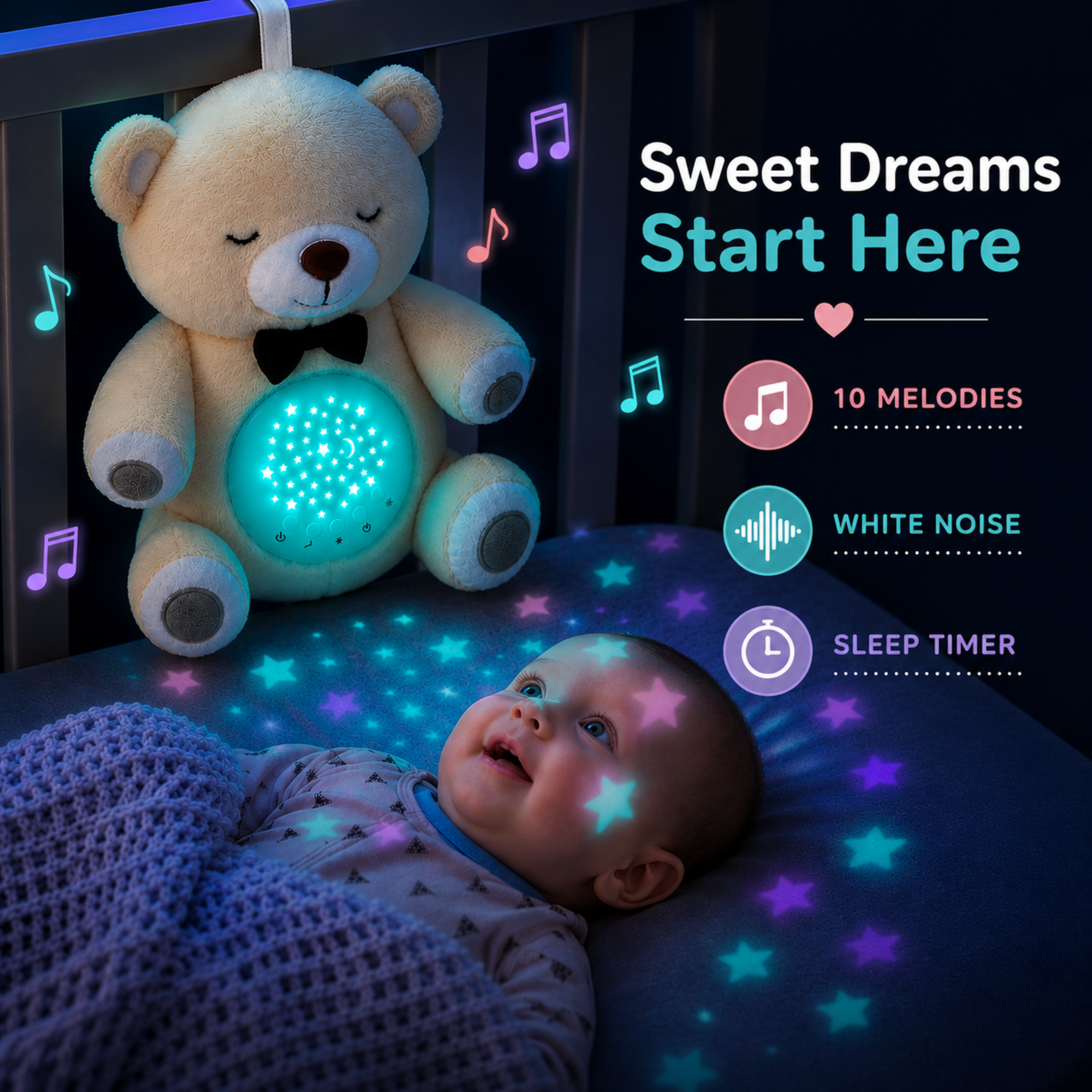 Lumipets Bear - Nursery Sound Soother Bear Night Light