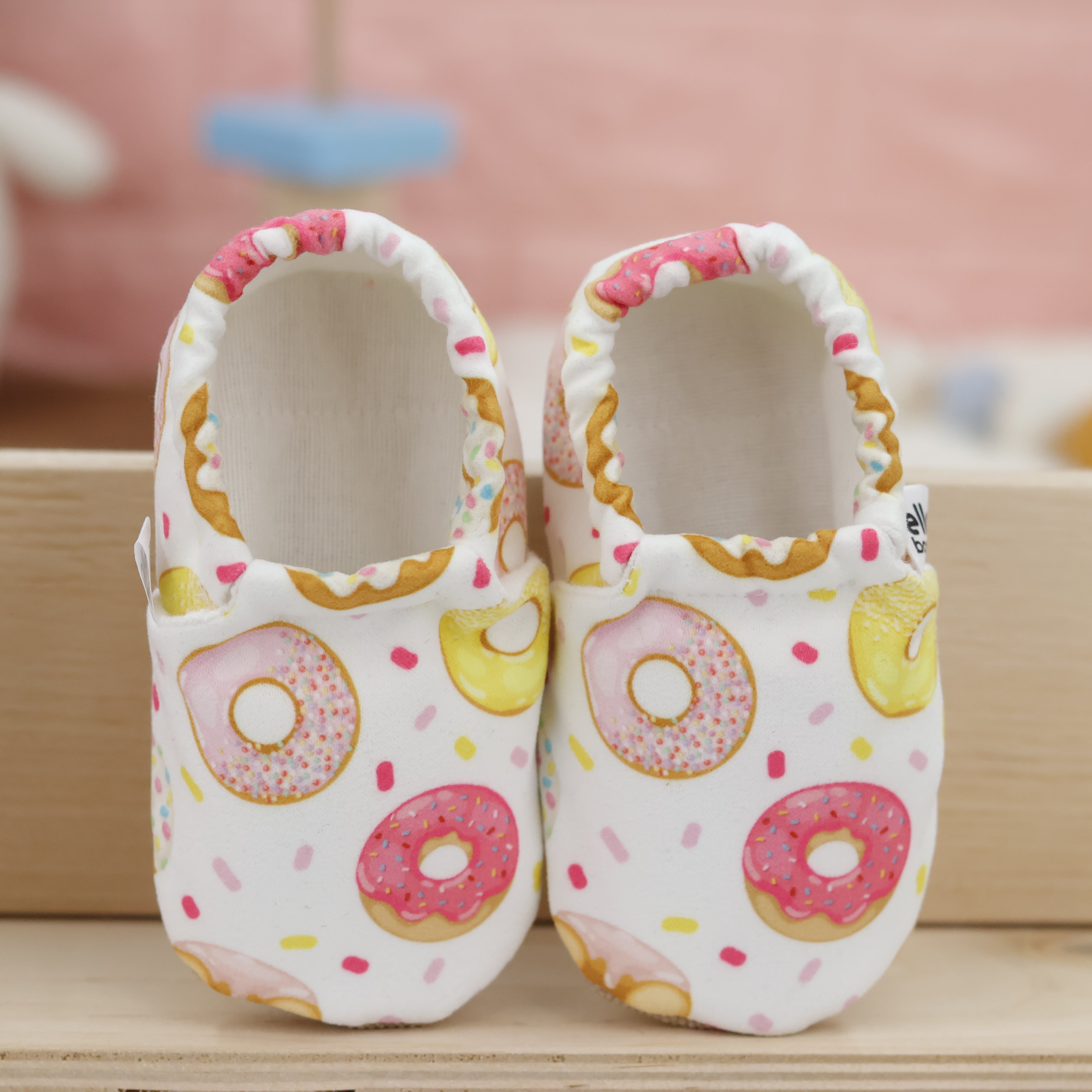 Ella Bonna Non-slip Sole Doughnut Patterned Baby Booties, Home Boot Slippers Nursery Shoes