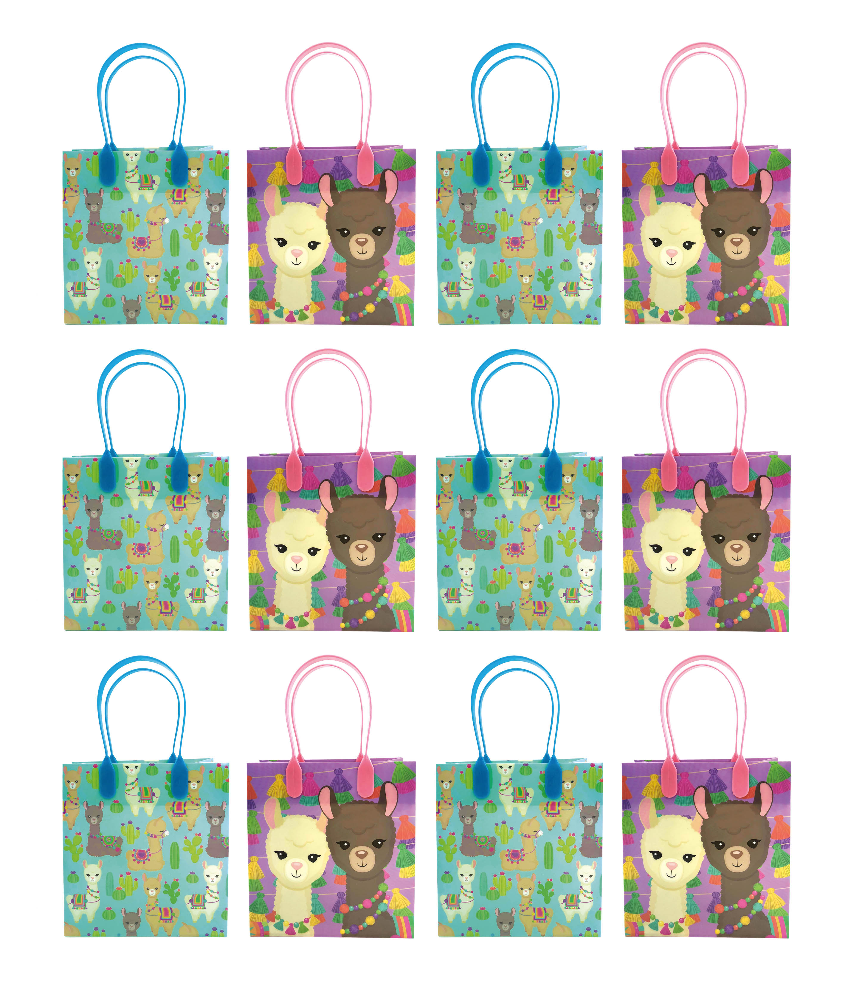 Llamas Party Favor Treat Bags - Set Of 6 Or 12