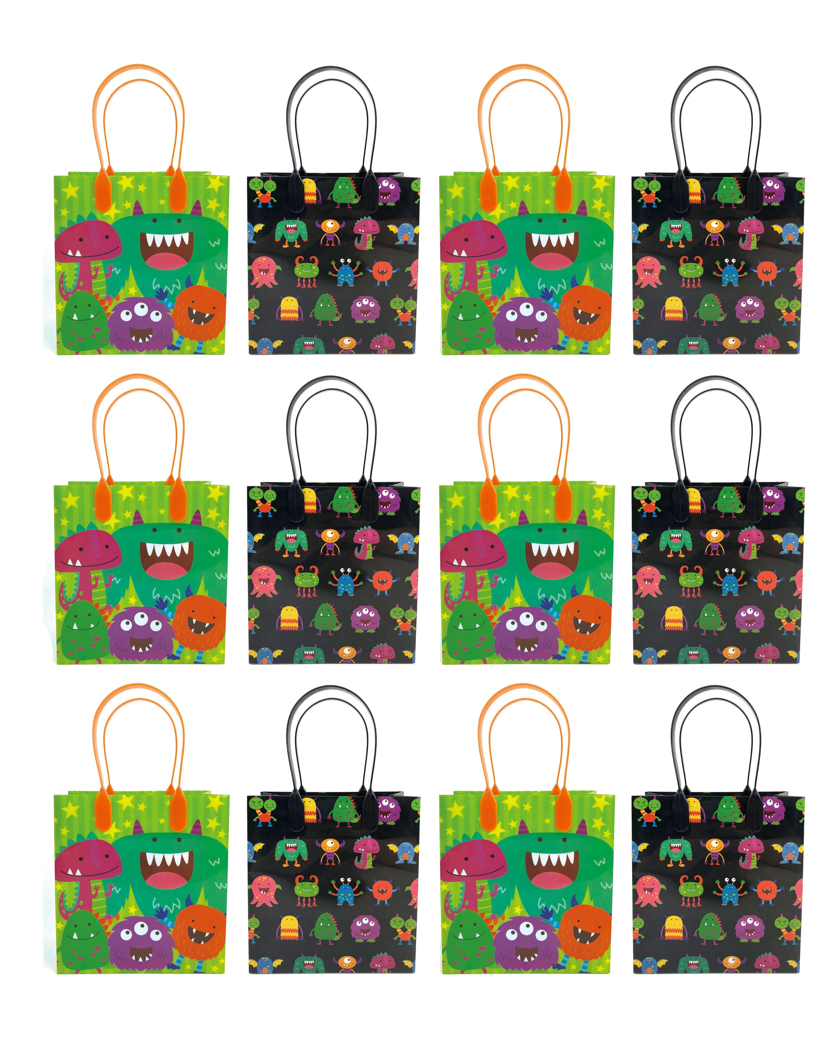 Monster Party Favor Treat Bags - Set Of 6 Or 12