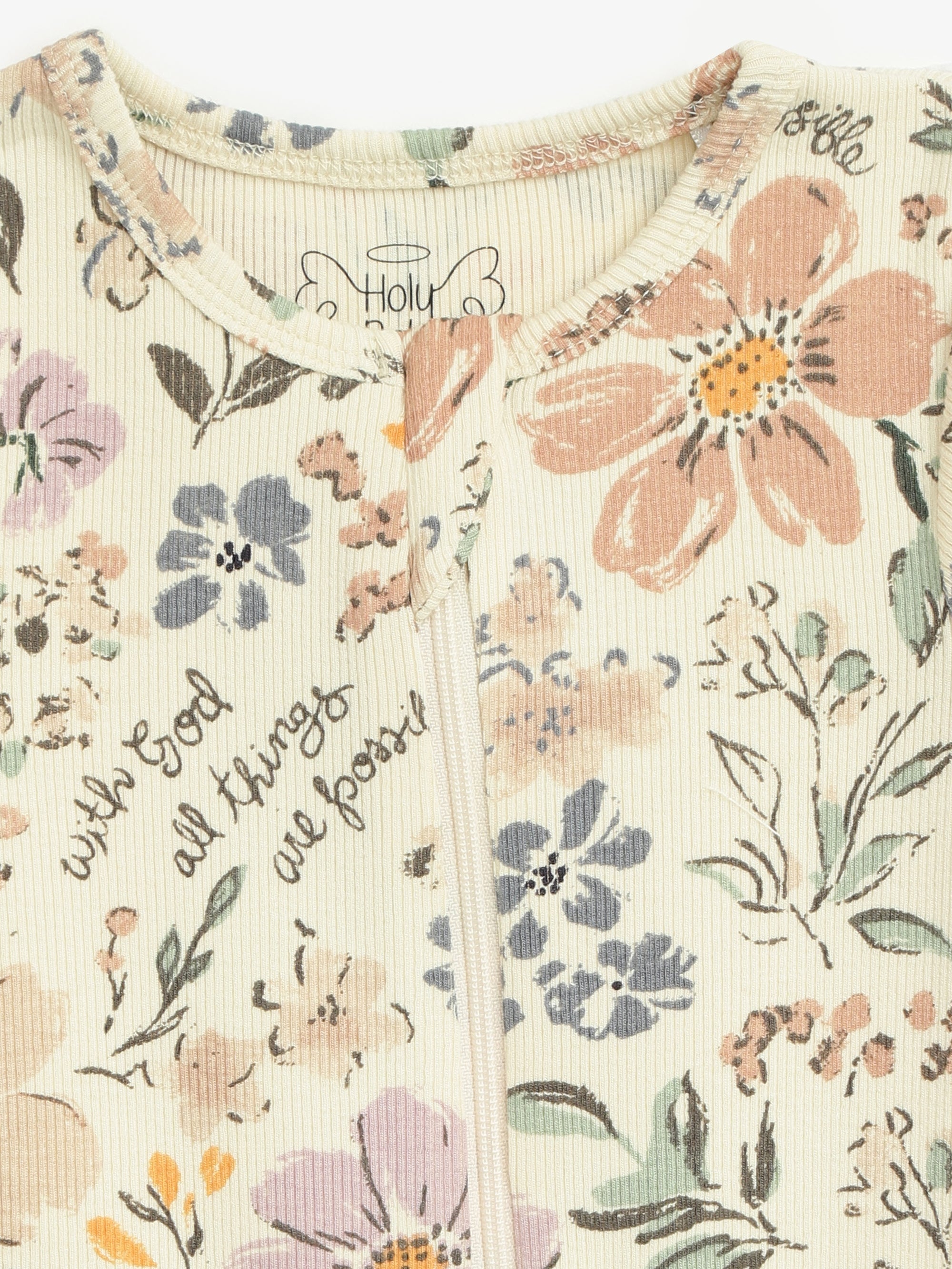 All Things Are Possible Footless Onesie Pj Ribbed Cotton-bamboo Blend