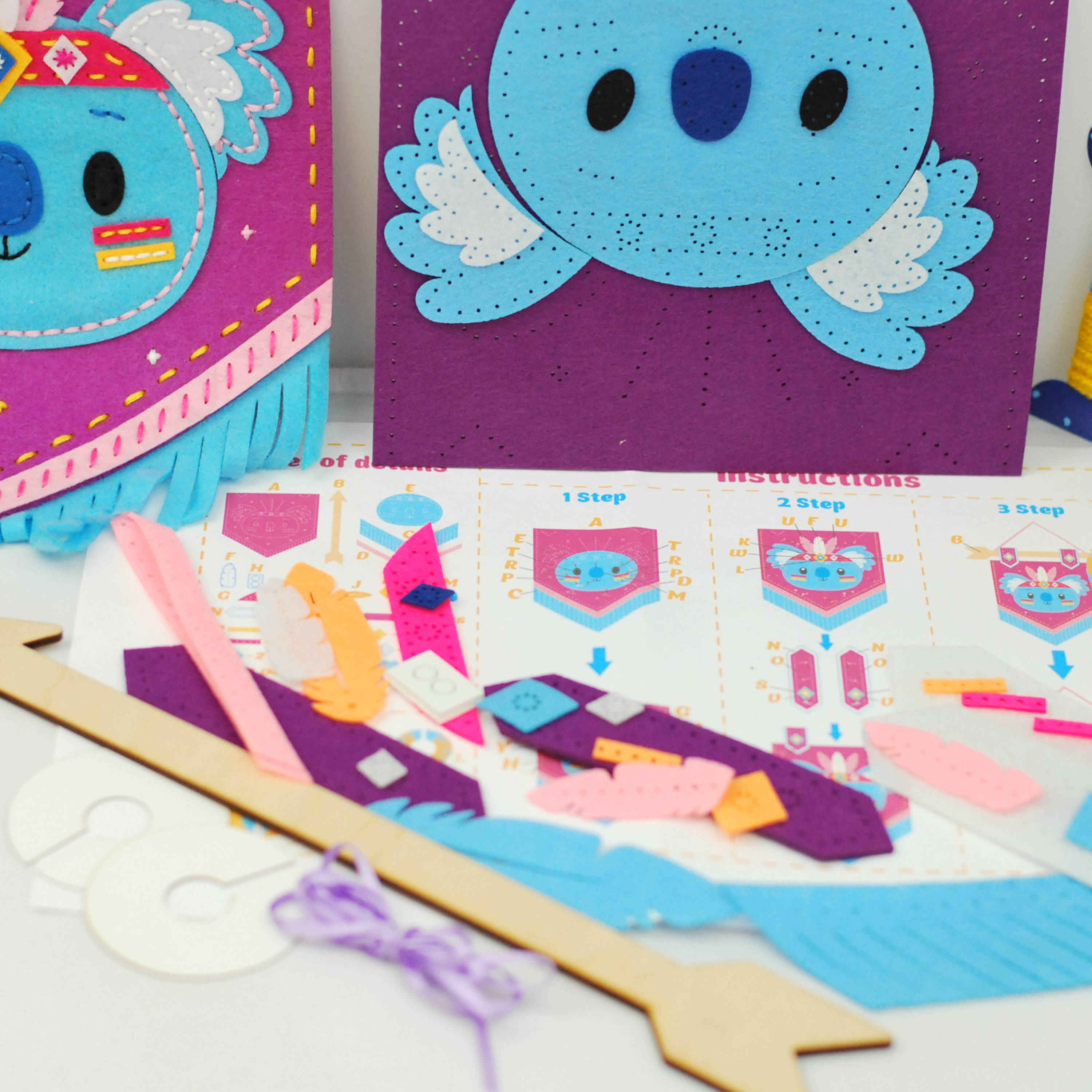 Apli Krapli - Apli Krapli Felt Wall Flag Sewing Kit Koala Precut Felt Thread & Safe Needle Ages 6+