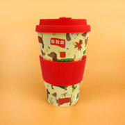 Eco-friendly Reusable Plant Fiber Holiday Travel Mug With Christmas Wiener Dog Design
