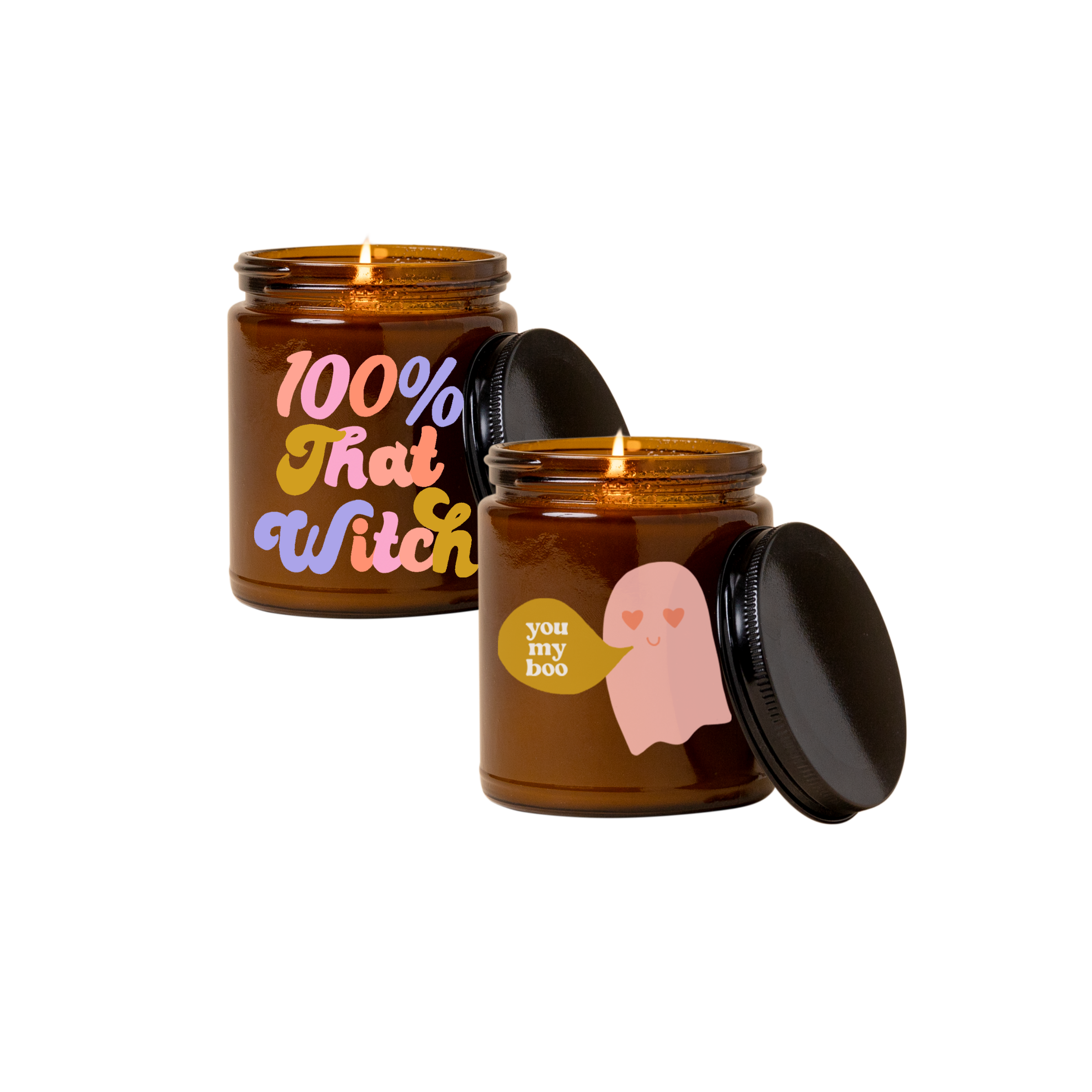 Halloween Candle Jar W/lid