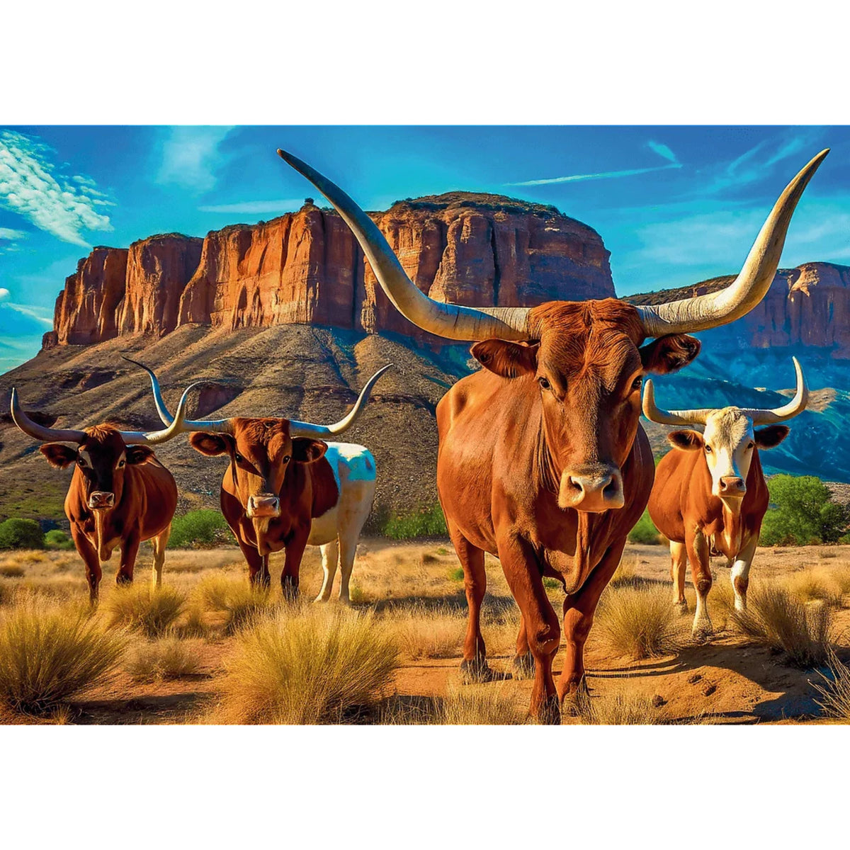 Red Longhorns 1000 Piece Puzzle