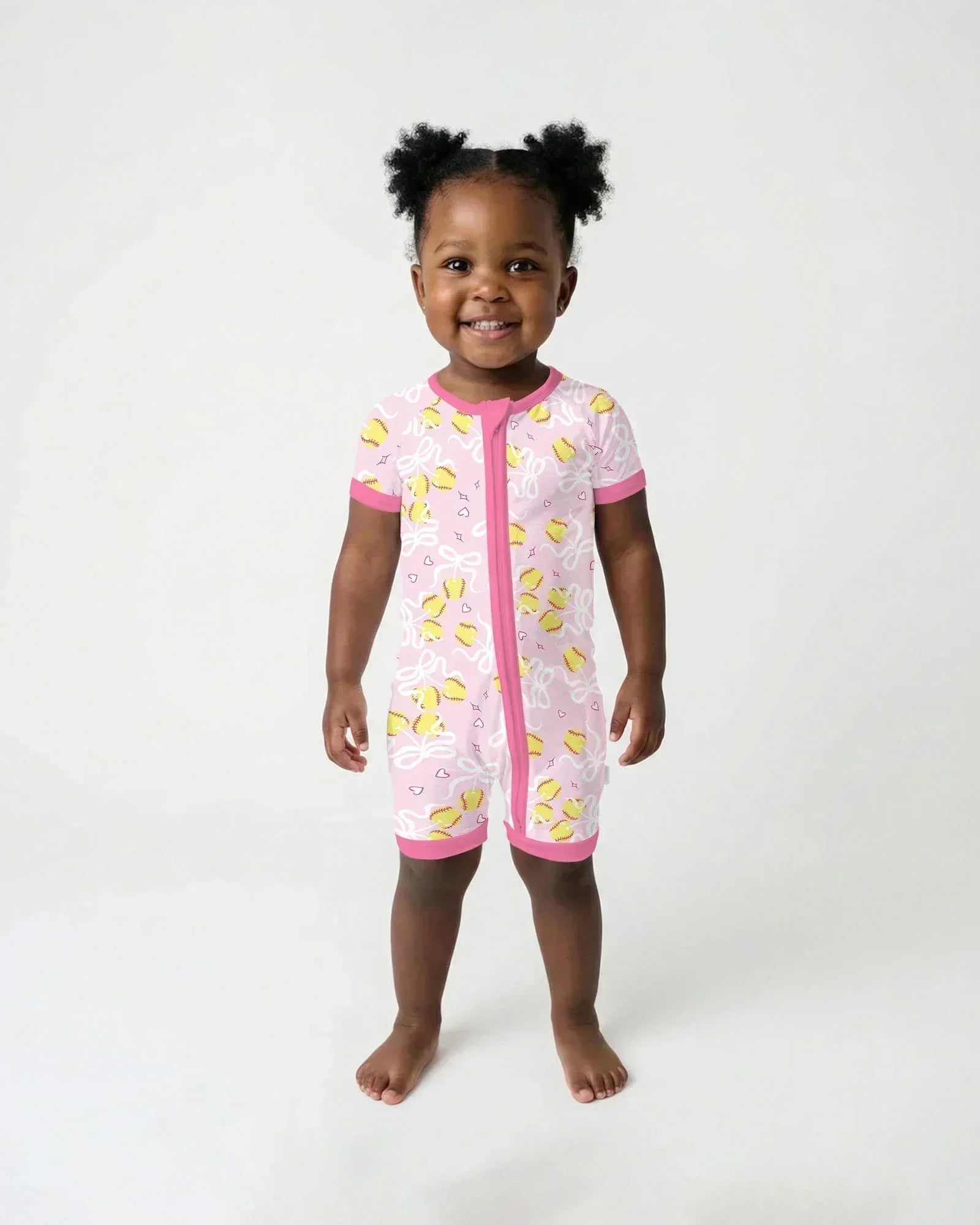 Softball Cherry Mom And Girl Matching Bamboo Shorty Zippy