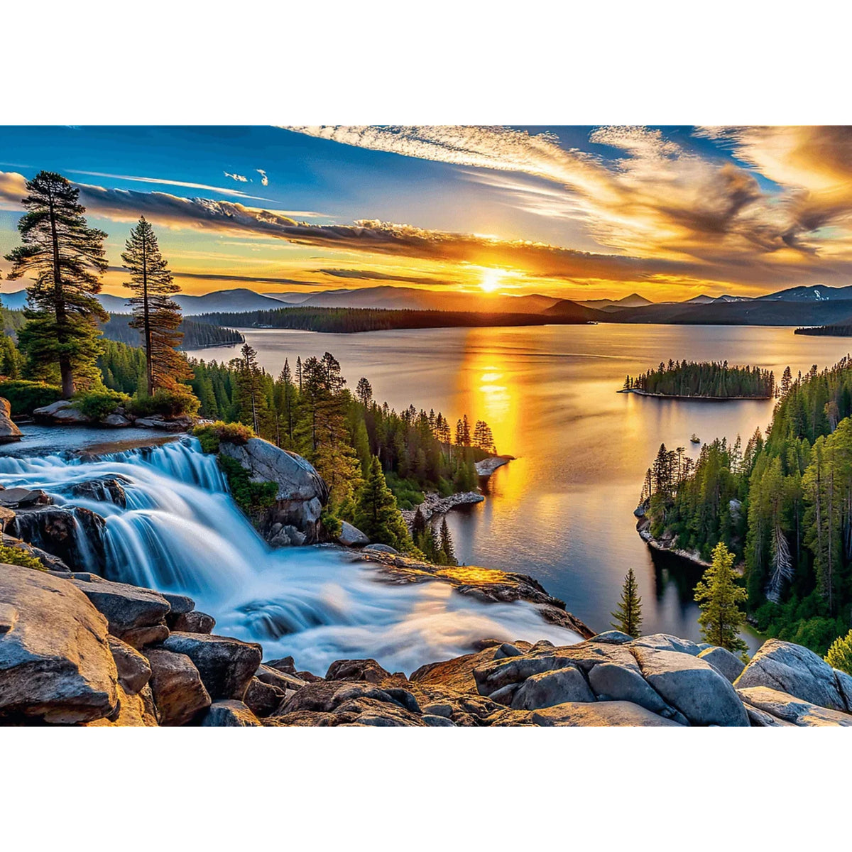 Red Stunning Lake Sunset 1000 Piece Puzzle