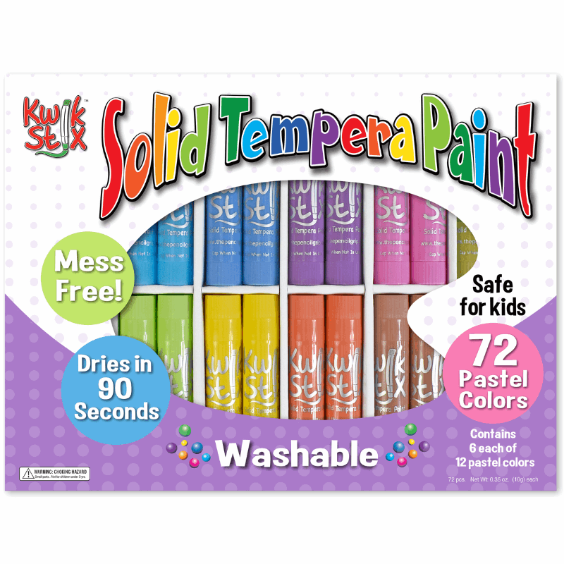 Kwik Stix Paint Sticks, Class Pack Set Of 72 Pastel Colors
