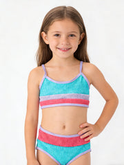 Mommy Me "blue And Red Stripes" Kid's Swimsuit