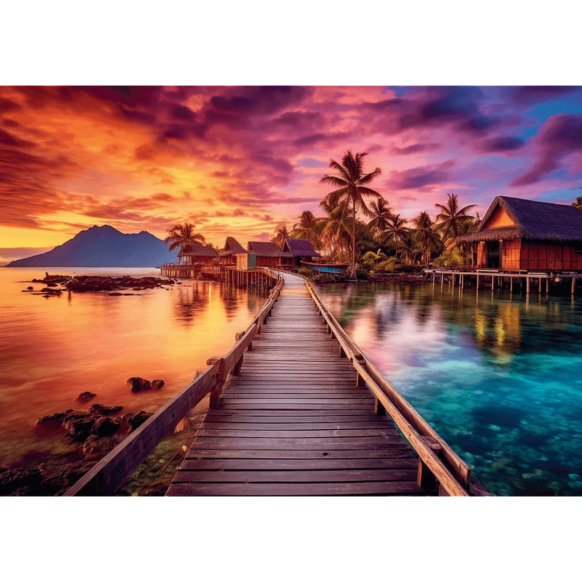 Red Sunset Over Paradise 1000 Piece Puzzle