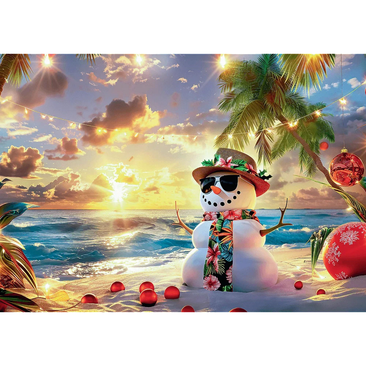 Red Paradise Snowman 1000 Piece Puzzle