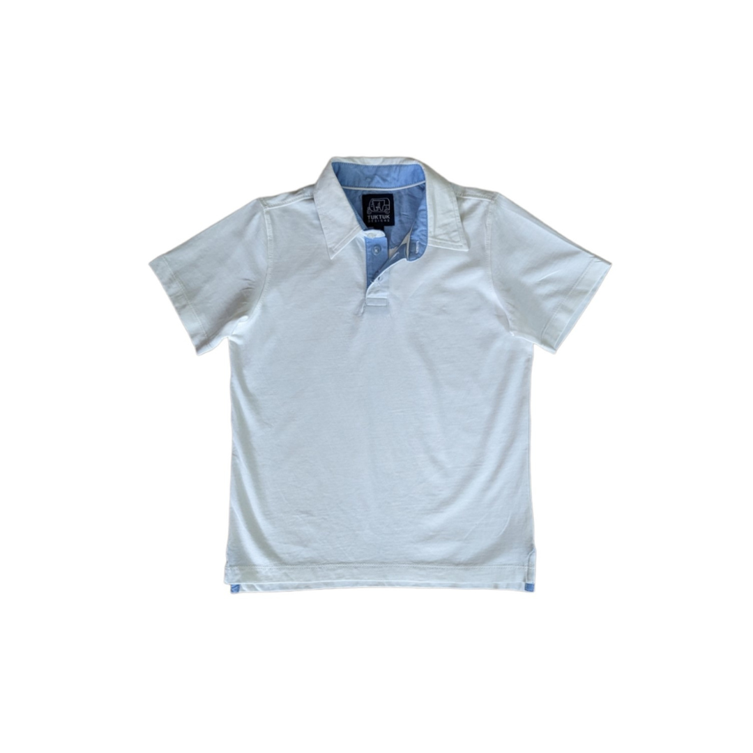 White With Chambray Trim Polo