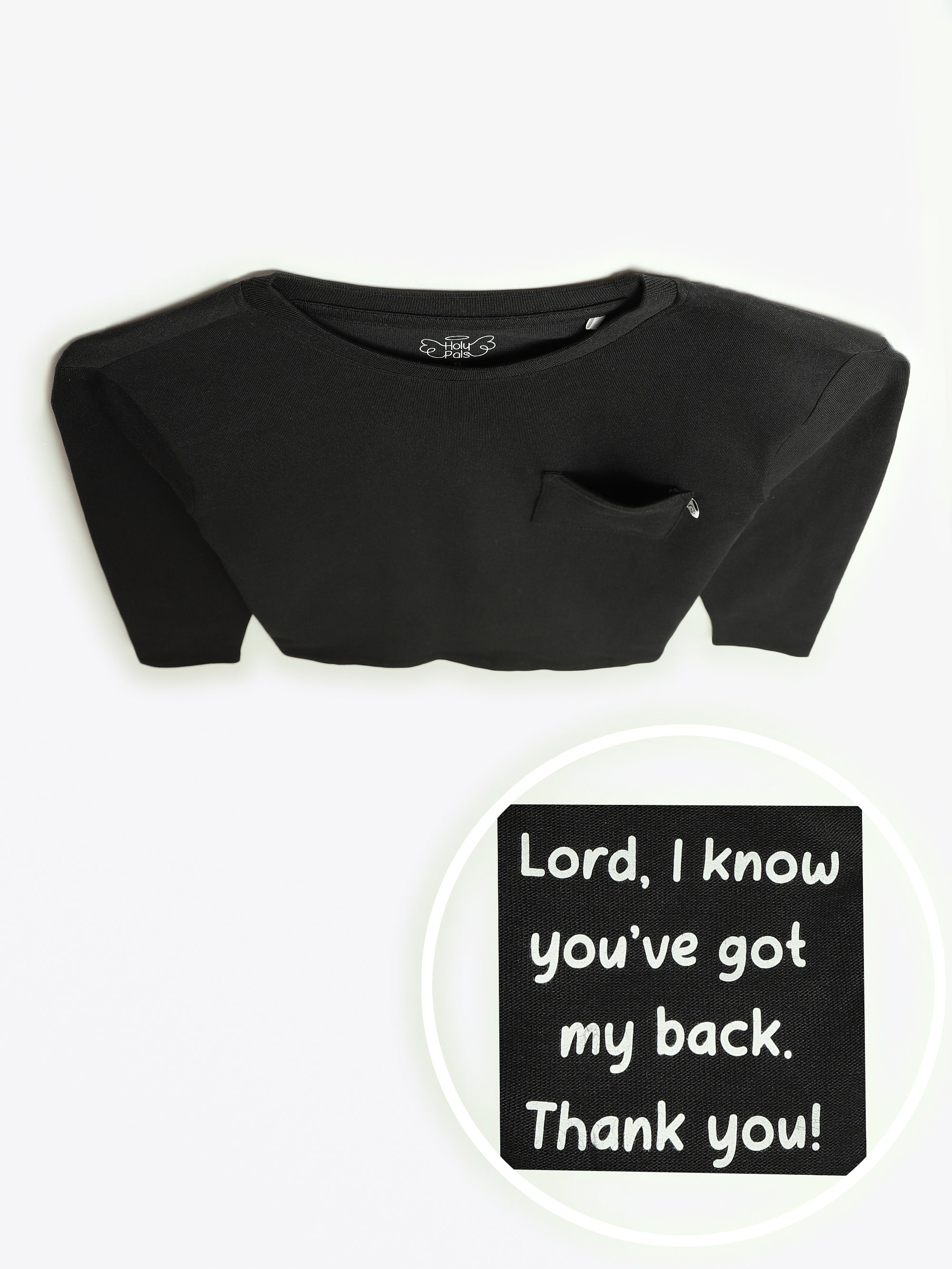 Black Prayer Pocket Long Sleeve Shirt Cotton