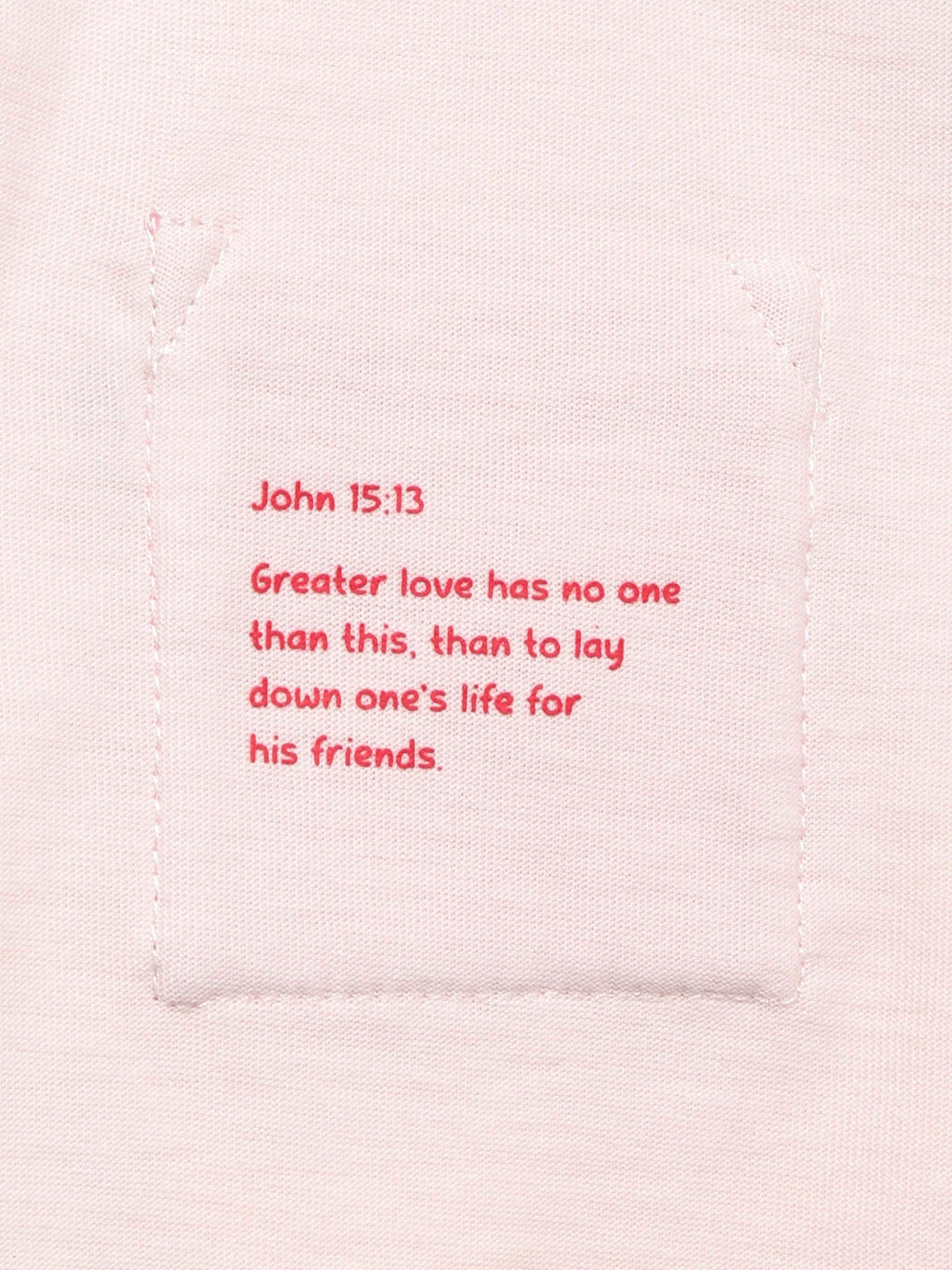 Pink Prayer Pocket Long Sleeve T-shirt Cotton