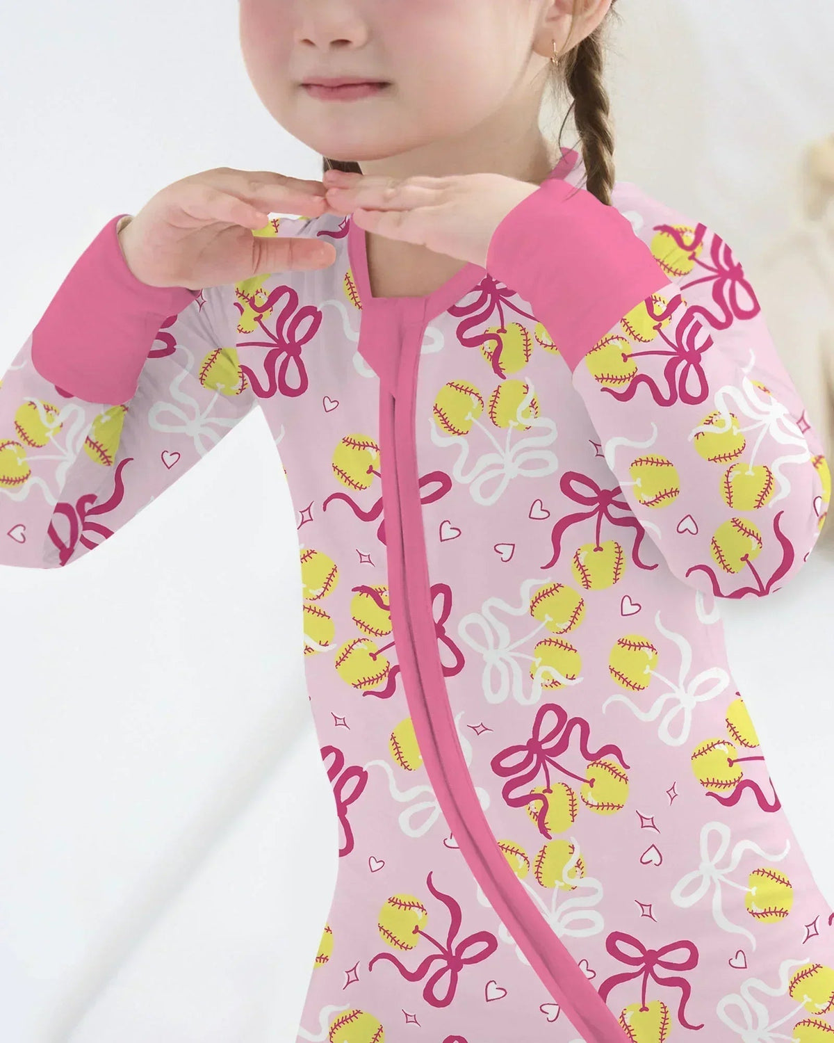 Softball Cherry Mom And Girl Matching Bamboo Convertible Zippy