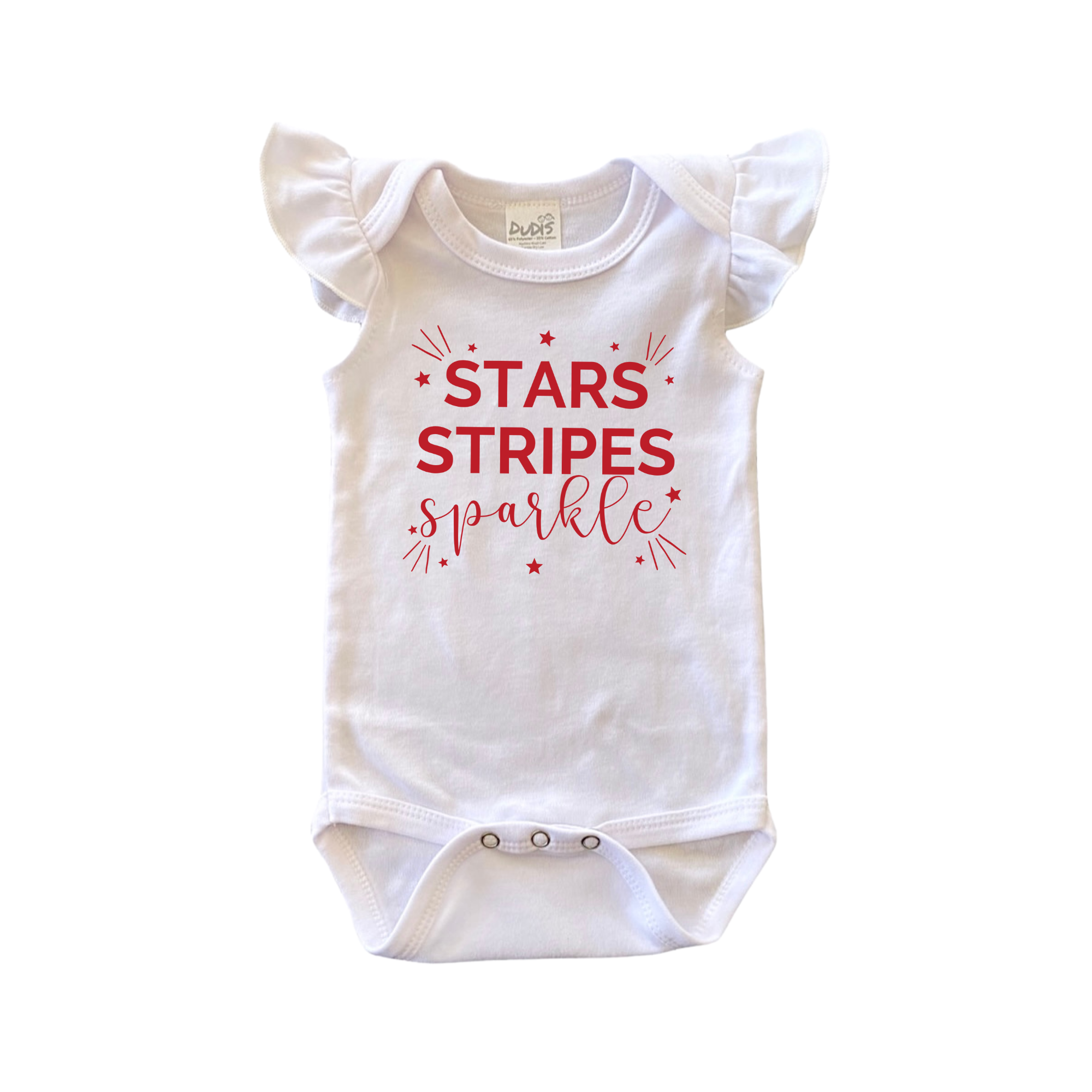 Stars, Stripes, Sparkles Flutter Sleeve White Bodysuit