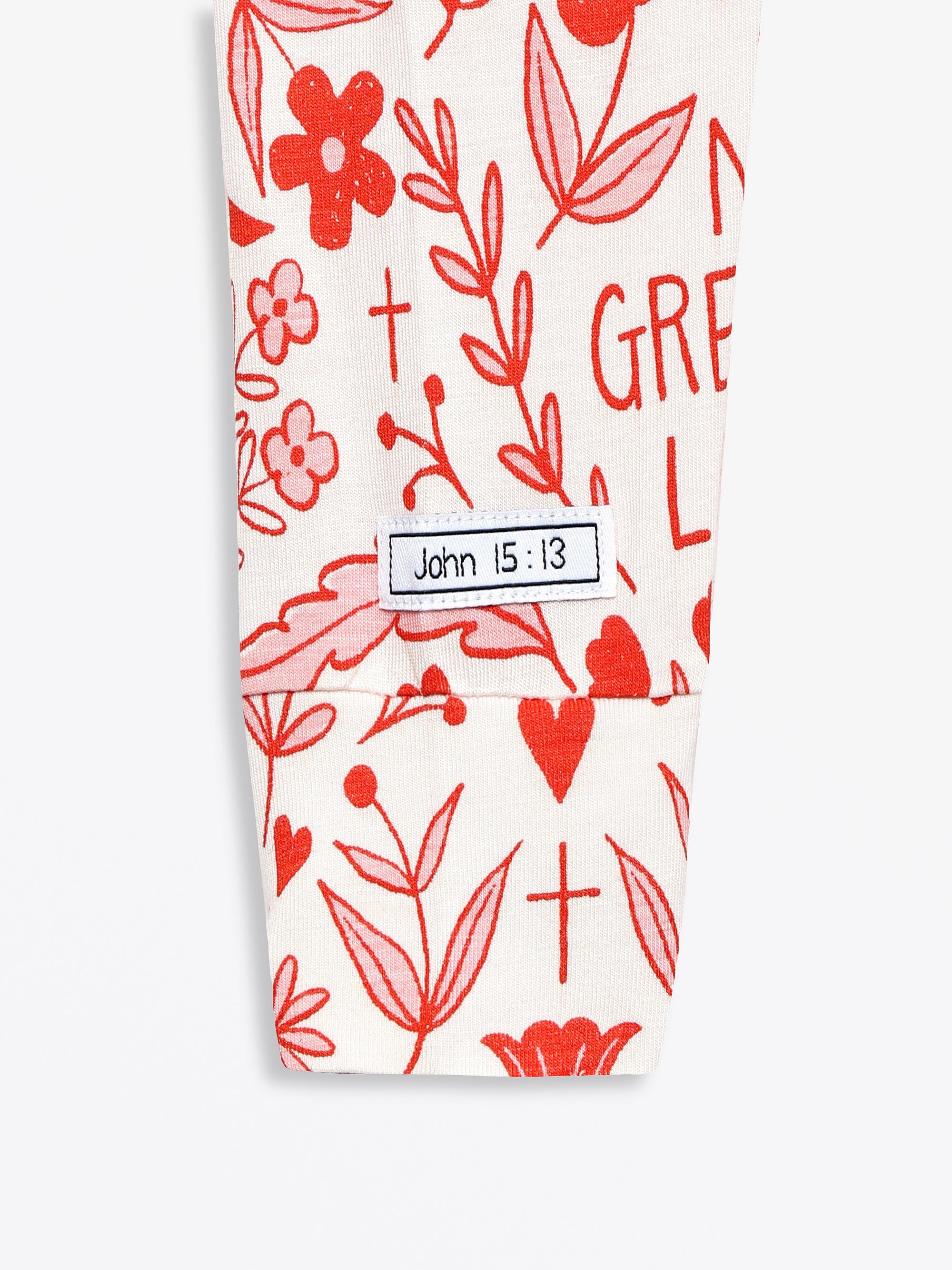 No Greater Love Pink Footless Onesie Bamboo