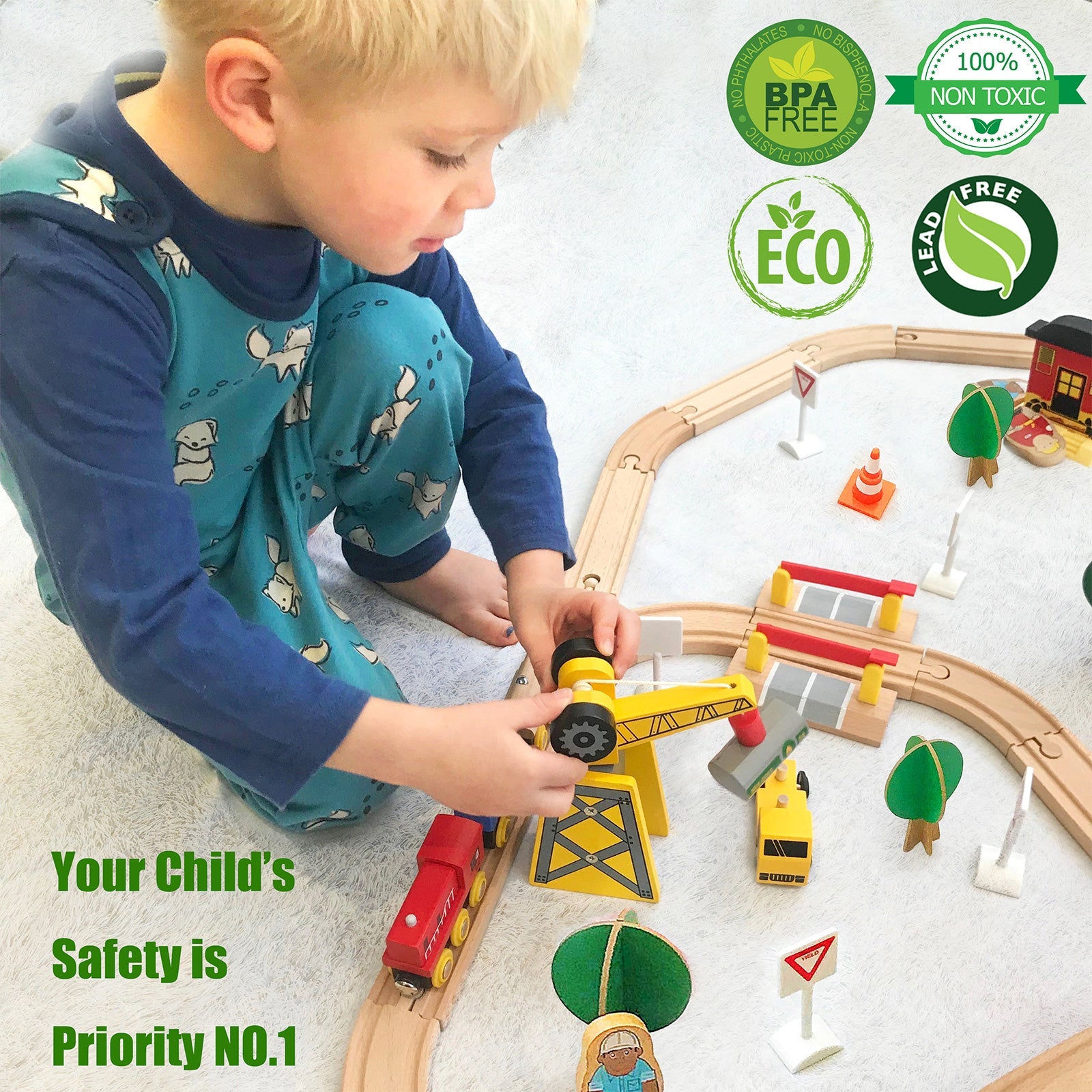 Tiny Land® Wooden Train Set For Children