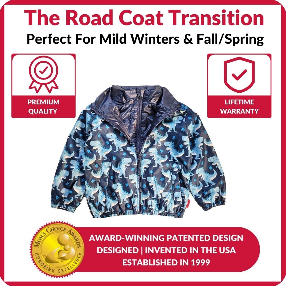 Car Seat Coat | The Road Coat Transition - Navy Raptor Print