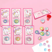 Unicorn Cards With Stampers For Classroom Birthday Party Favors