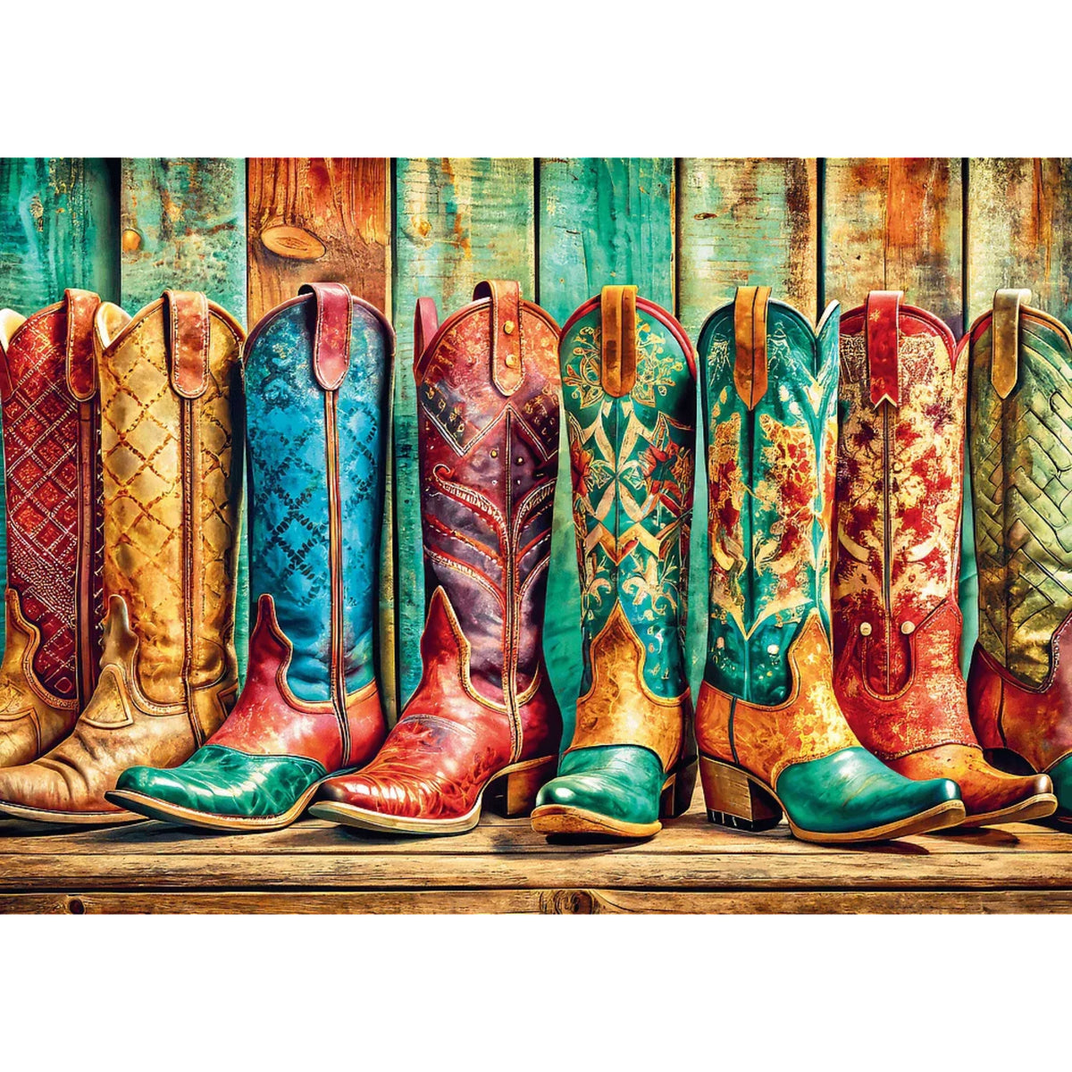 Red Colorful Cowboy Boots 1000 Piece Puzzle