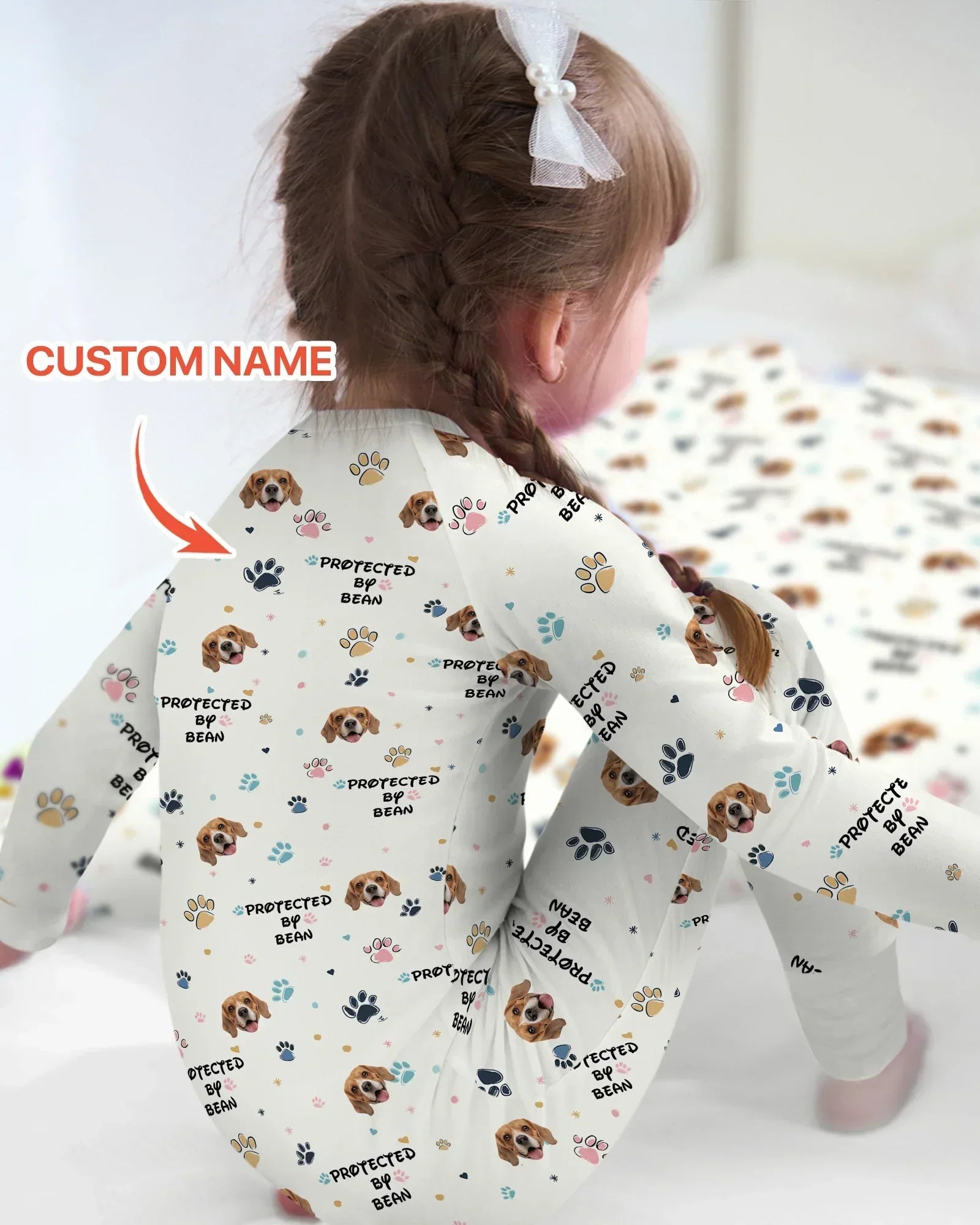 Custom Dogs Photo "protected By" Bamboo Convertible Zippered Romper