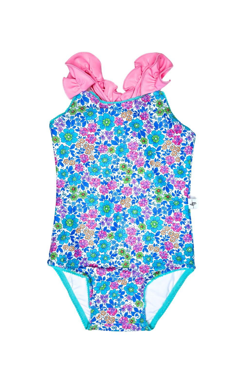 Retro Floral Ruffle Strap One Piece