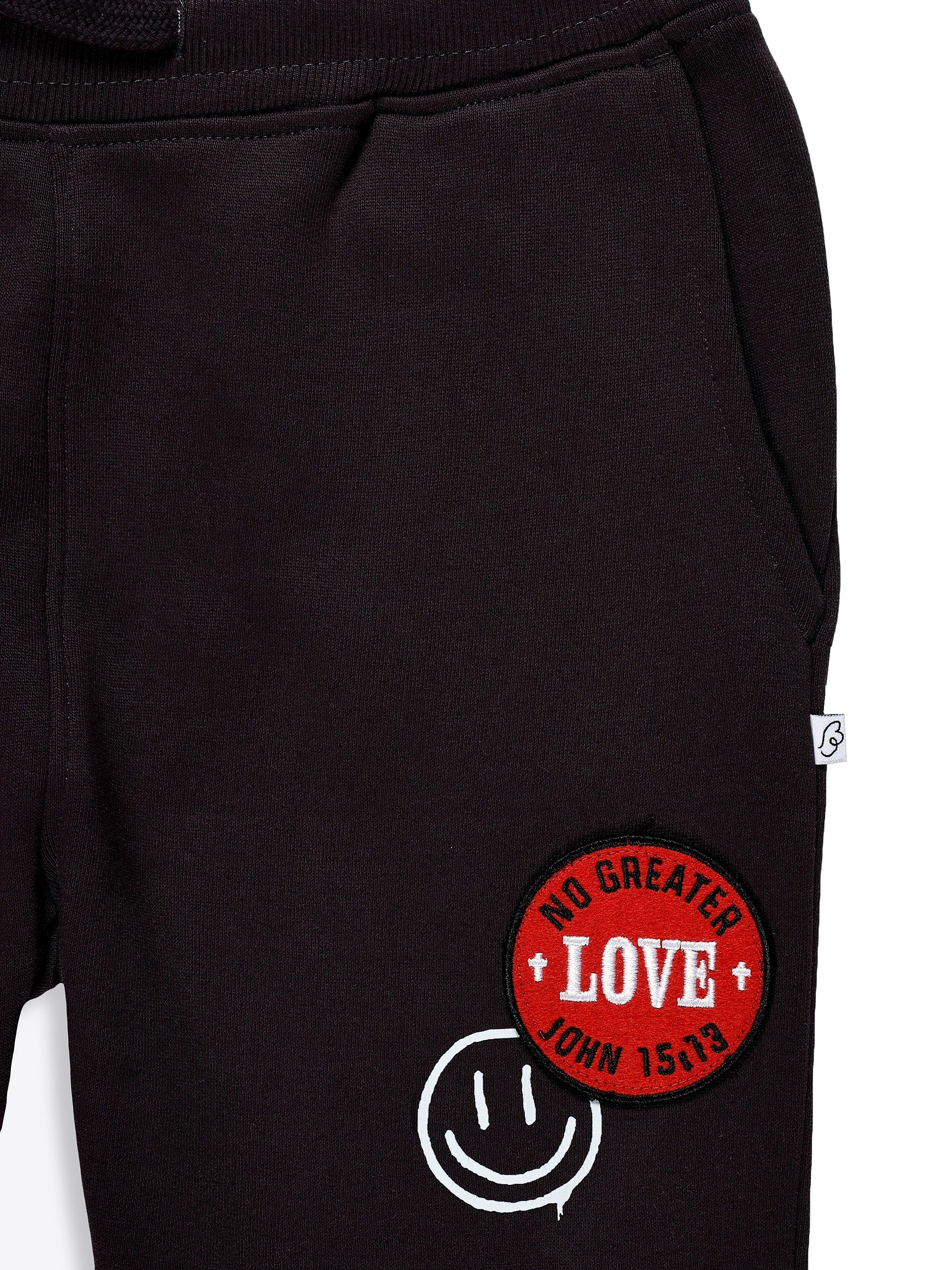 No Greater Love Vintage Washed Black Cotton Fleece Jogger