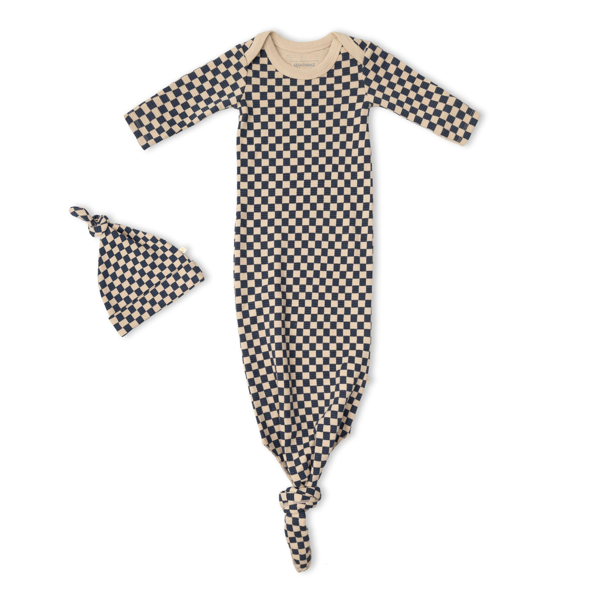 Organic Knotted Baby Gown - Midnight Check