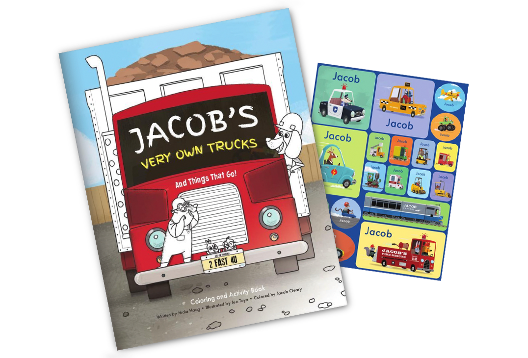 My Very Own Trucks Personalized Coloring Book and Sticker Gift Set