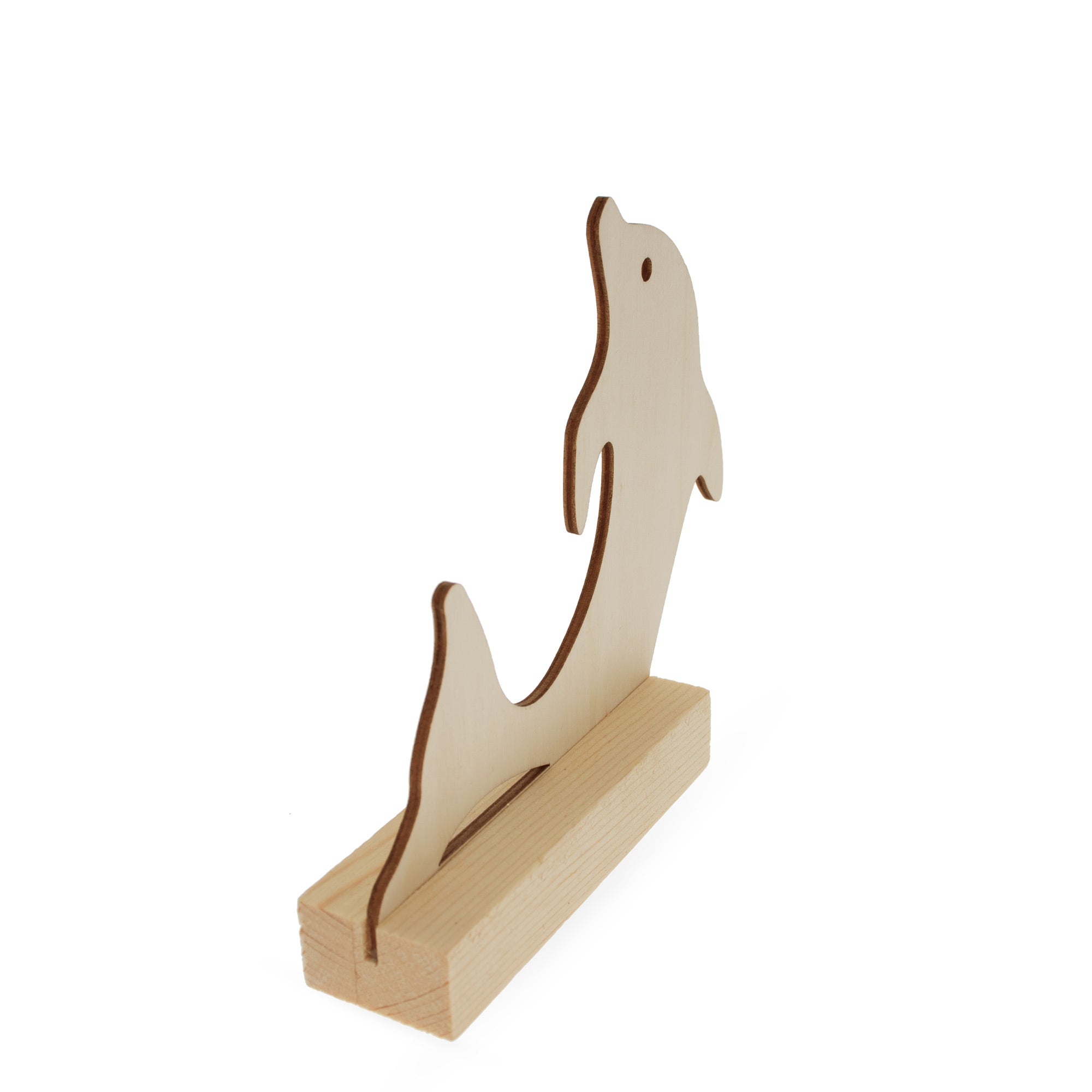 Unfinished Standing Wooden Dolphin Shape Cutout Diy Craft 5.5 Inches