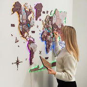 3d Luminous Led Colored World Map