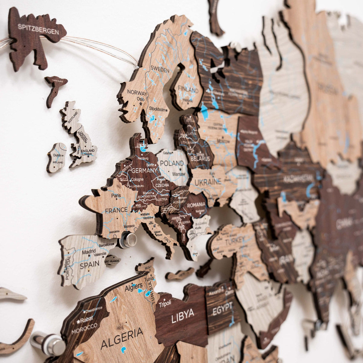 3d Led / Luminous Wooden World Map 3.0 Cappuccino