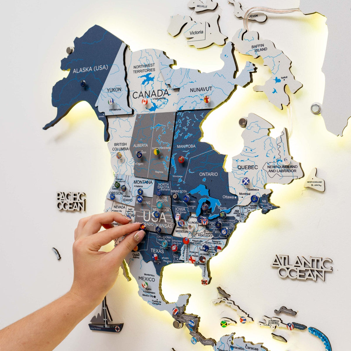 3d Led / Luminous Wooden World Map 3.0 Cruise