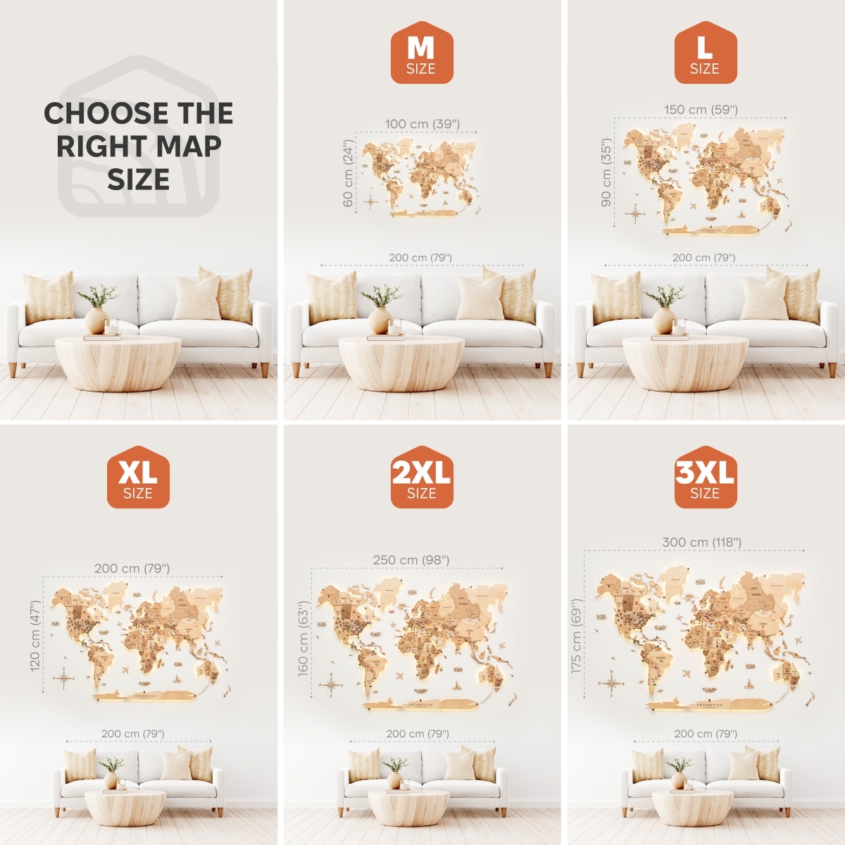 3d Led Wooden World Map 3.0 Gold