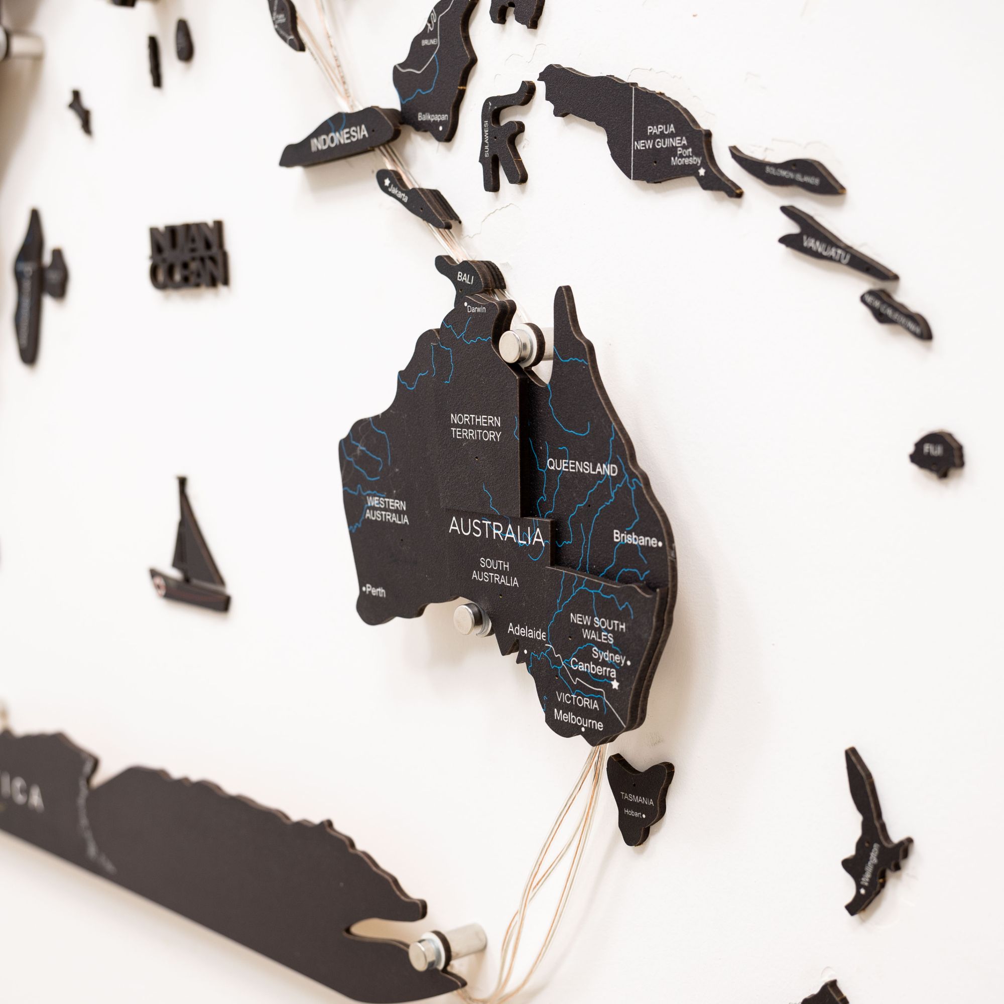 3d Led / Luminous Wooden World Map 3.0 Midnight