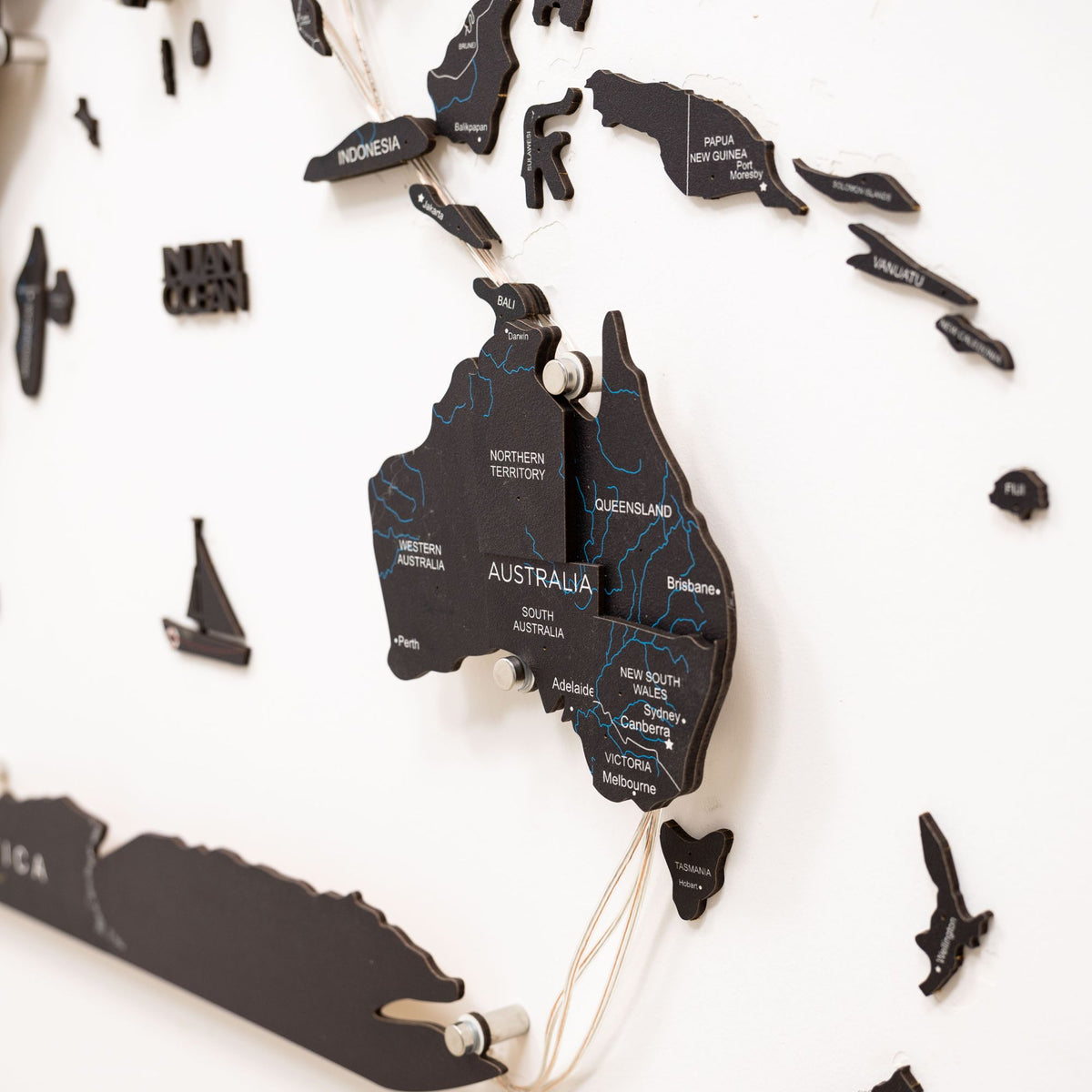 3d Led / Luminous Wooden World Map 3.0 Midnight