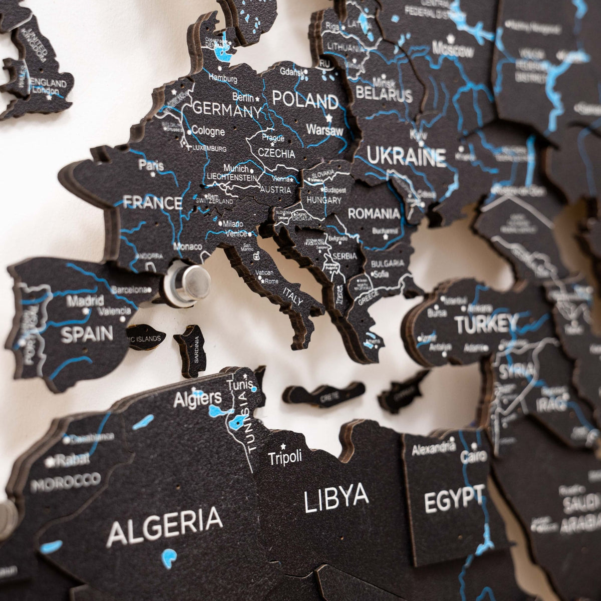 3d Led / Luminous Wooden World Map 3.0 Midnight