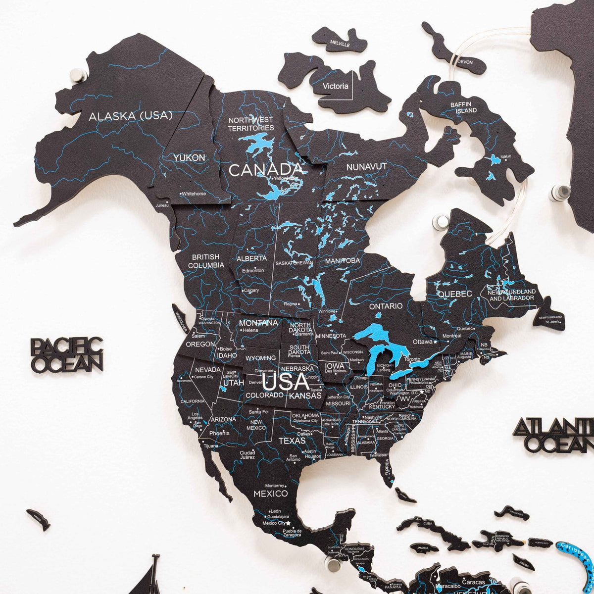 3d Led / Luminous Wooden World Map 3.0 Midnight