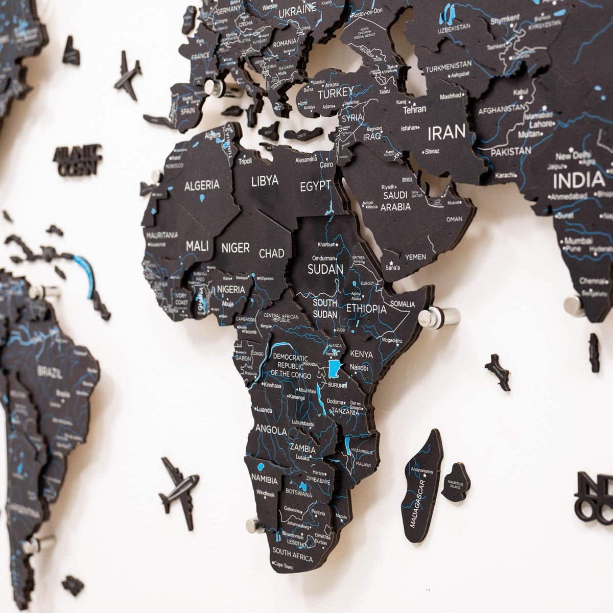 3d Led / Luminous Wooden World Map 3.0 Midnight